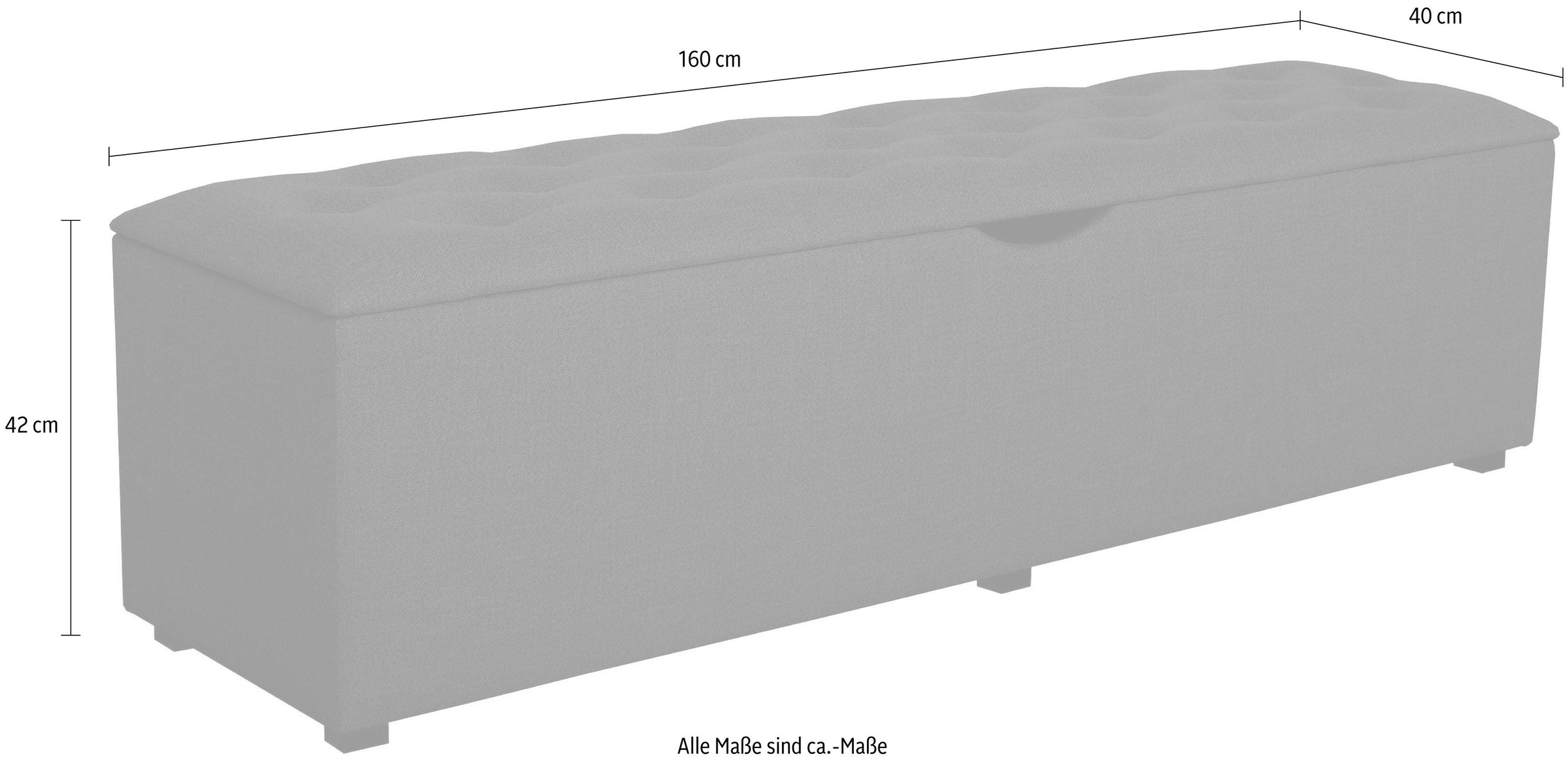 Places of Style Hockerbank »Knobbed«, Hockerbank mit Stauraum, Breite 120 cm und 160 cm