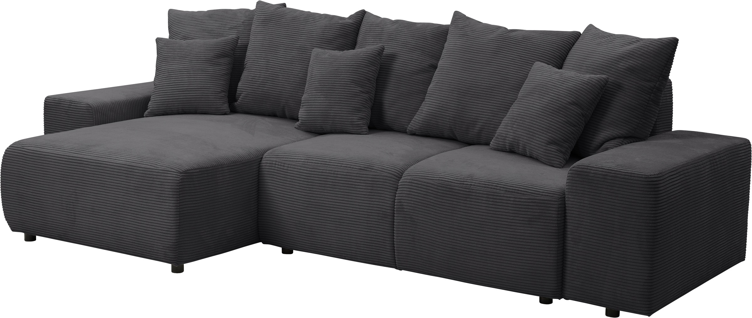 WERK2 Ecksofa »Riwa, modernes Sofa zum Kuscheln und Entspannen, Breite 300cm, L-Form«, Trendiges Ecksofa mit vielen Kissen, Schlaffunktion & Bettkasten