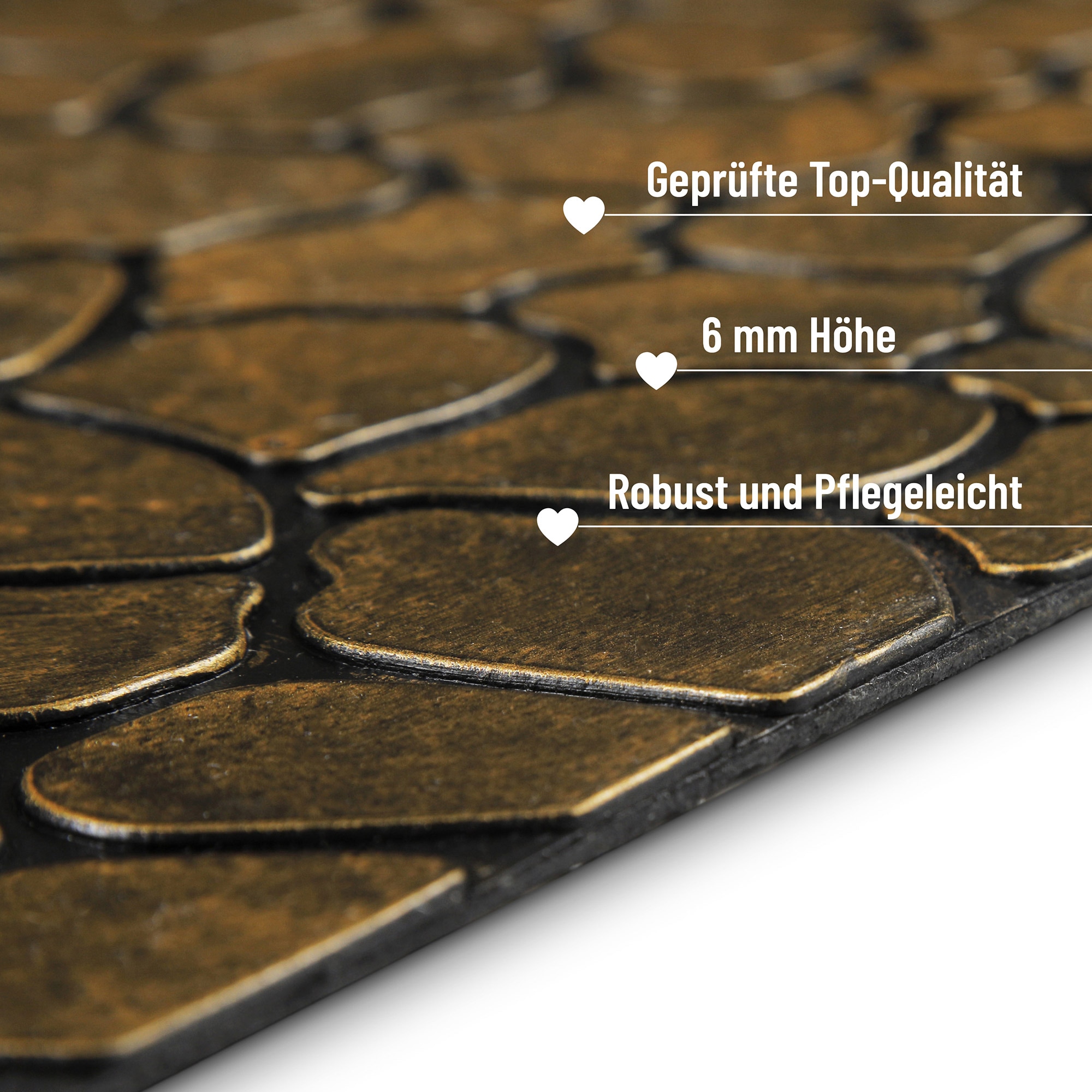 Wecon home Fußmatte »Desert Pebble«, rechteckig, 4 mm Höhe, Gummi, pflegeleicht, abwaschbar, rutschfest, Stein-Muster