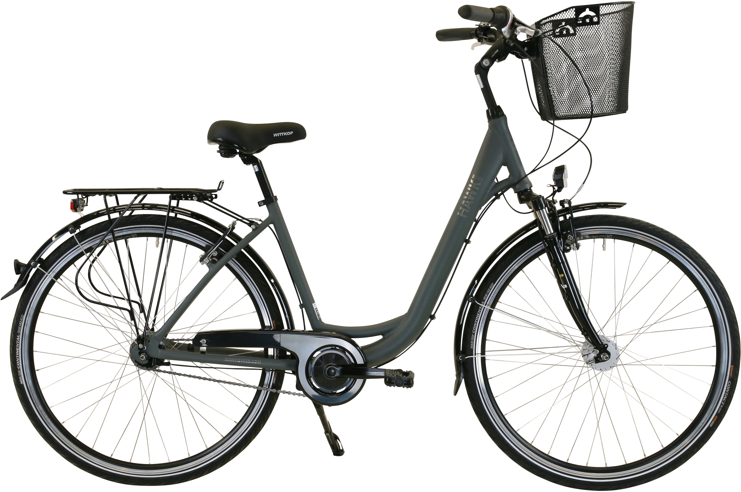 Bild von HAWK Bikes Cityrad »HAWK City Wave Deluxe Plus Grey«, 7 Gang, Shimano, Nexus Schaltwerk, für Damen und Herren
