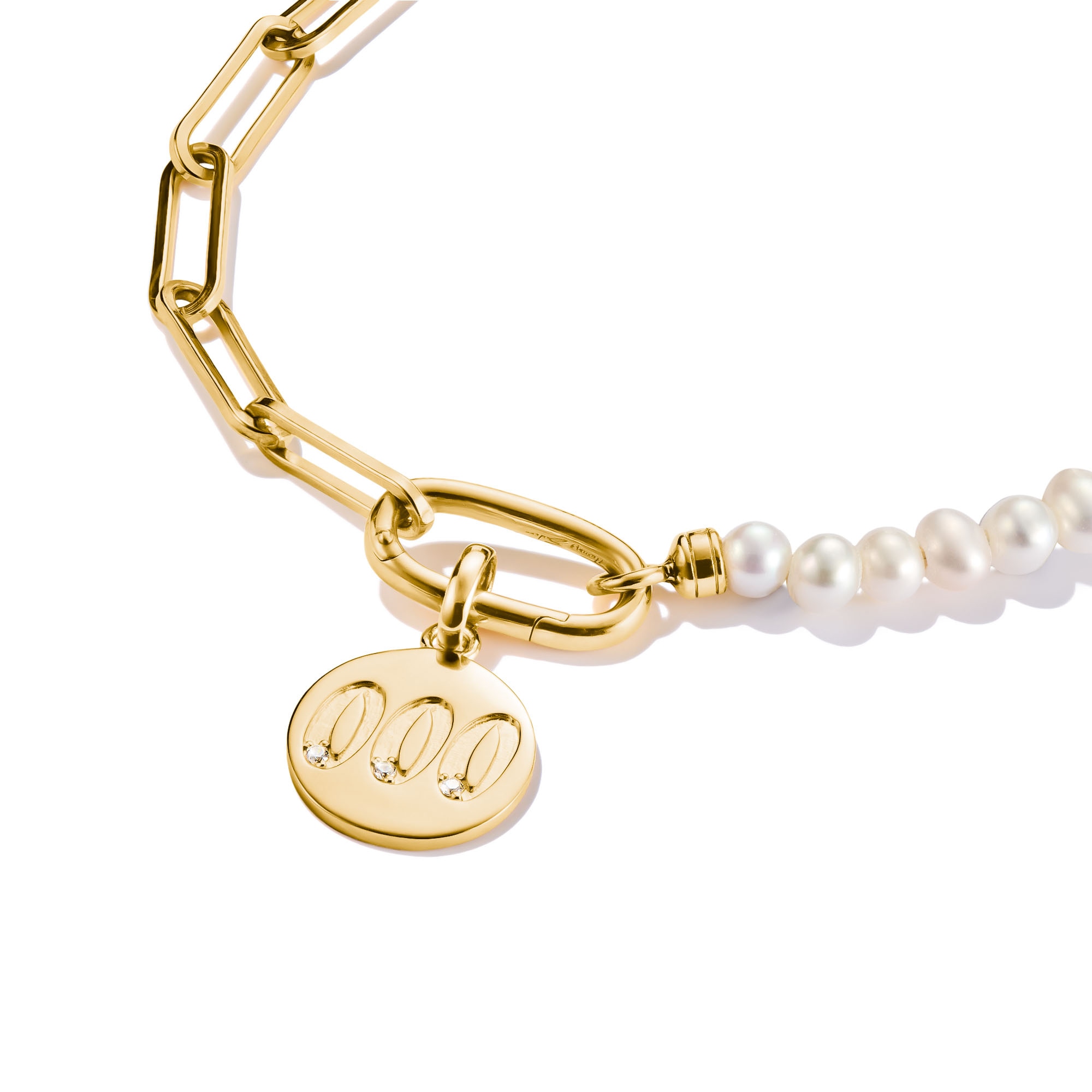THOMAS SABO Charm-Einhänger »Charm Angel Number 000 vergoldet - Connect, CC1257-414-14«, mit Zirkonia (synth.)
