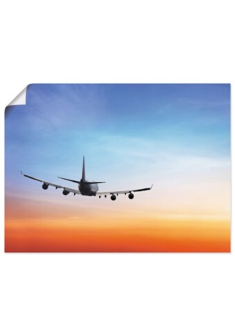 Artland Wandbild »Flugzeug vor orange/blauem Abendhimmel«, Flugzeuge & Helikopter, (1... kaufen