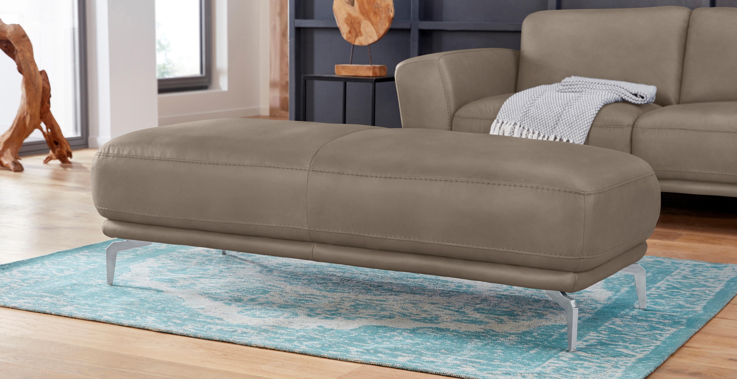 W.SCHILLIG Hocker "montanaa" mit Metallfüßen in Silber matt, Breite 141 cm günstig online kaufen