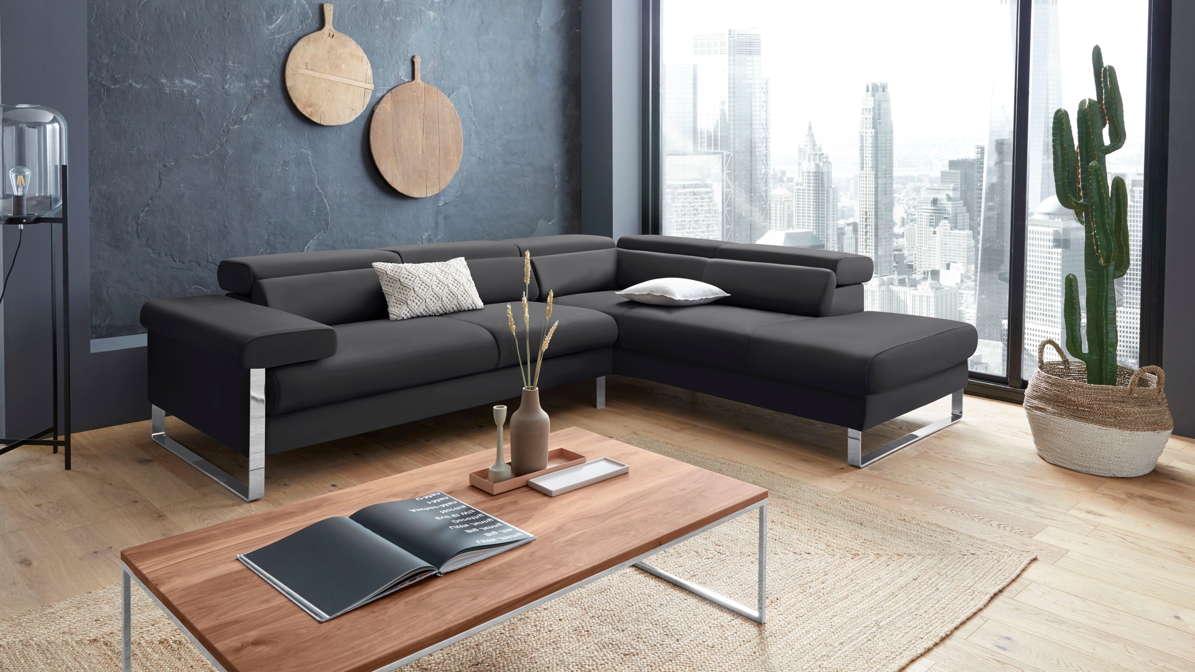 W.SCHILLIG Ecksofa »finn, toller Sitzkomfort, L-Form, hochwertige Verarbeitungsdetails«, German Design Award 2016, Fußgestell Chrom glänzend, Breite 281 cm