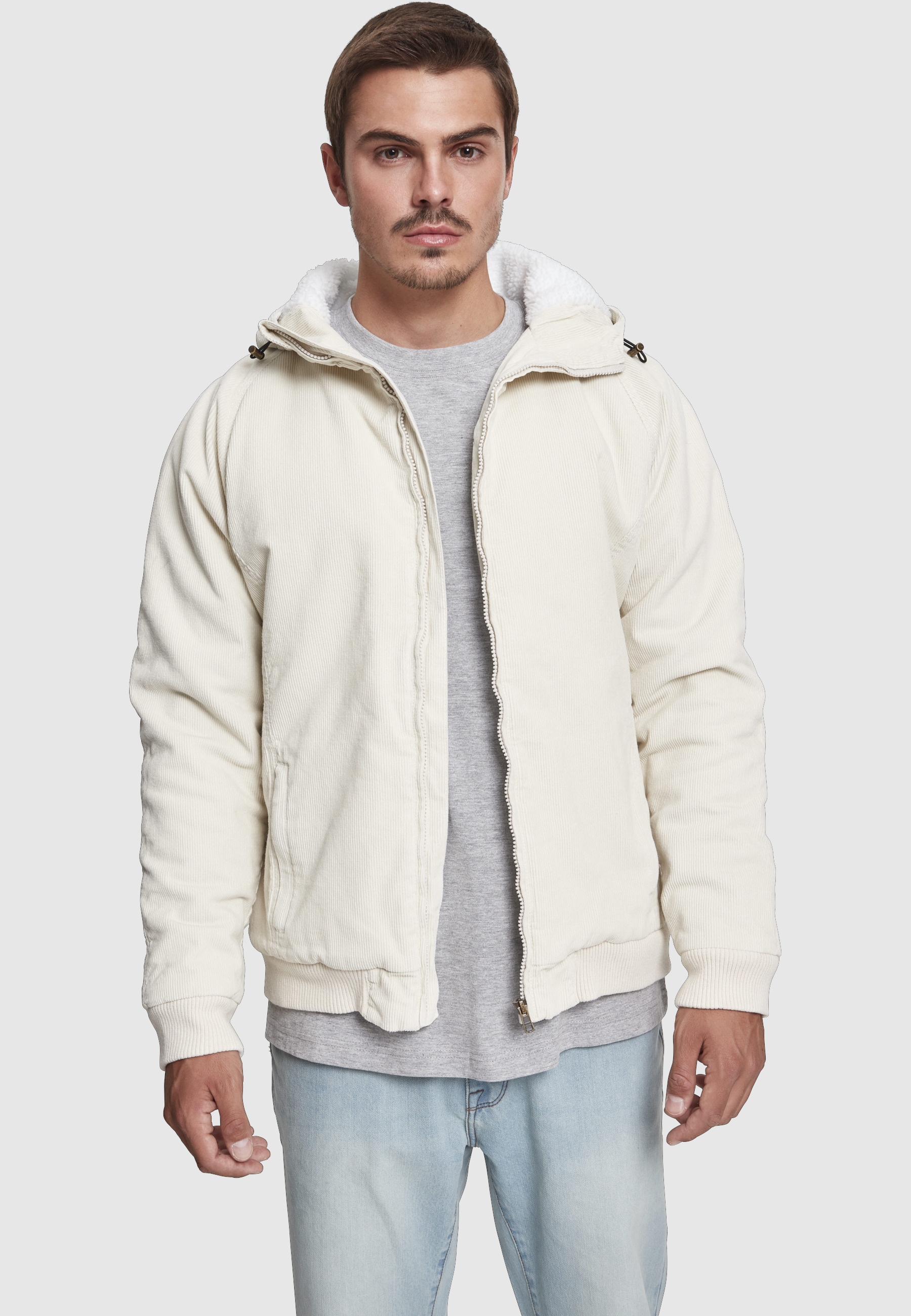 URBAN CLASSICS Winterjacke »Urban Classics Herren Hooded Corduroy Jacket« 1 Stk. tlg. mit Kapuze