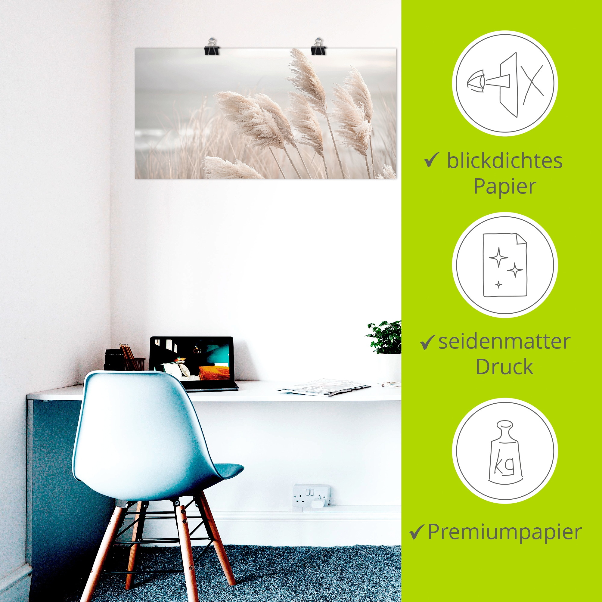 Artland Wandbild »Pampasgras in einer zarten Brise« Gräser 1 Stk. tlg. als Alubild, Leinwandbild, Poster, Wandaufkleber in verschied. Größen