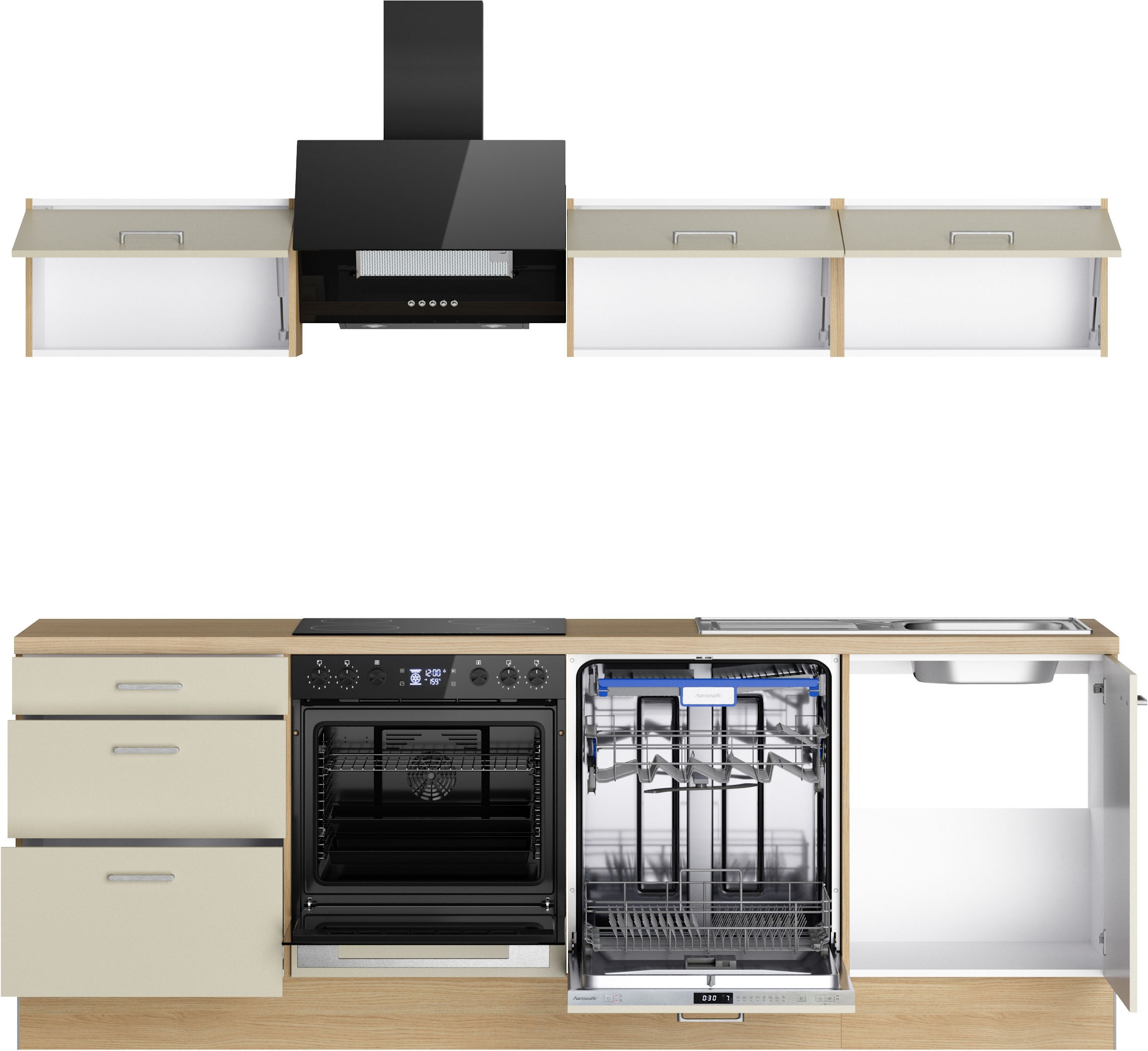 KOCHSTATION Küchenzeile »KS-Sion Breite 240 cm« schnelle Montage OPTIsnap, wahlw. m.HANSEATIC-E-Geräten u.Stand Alone