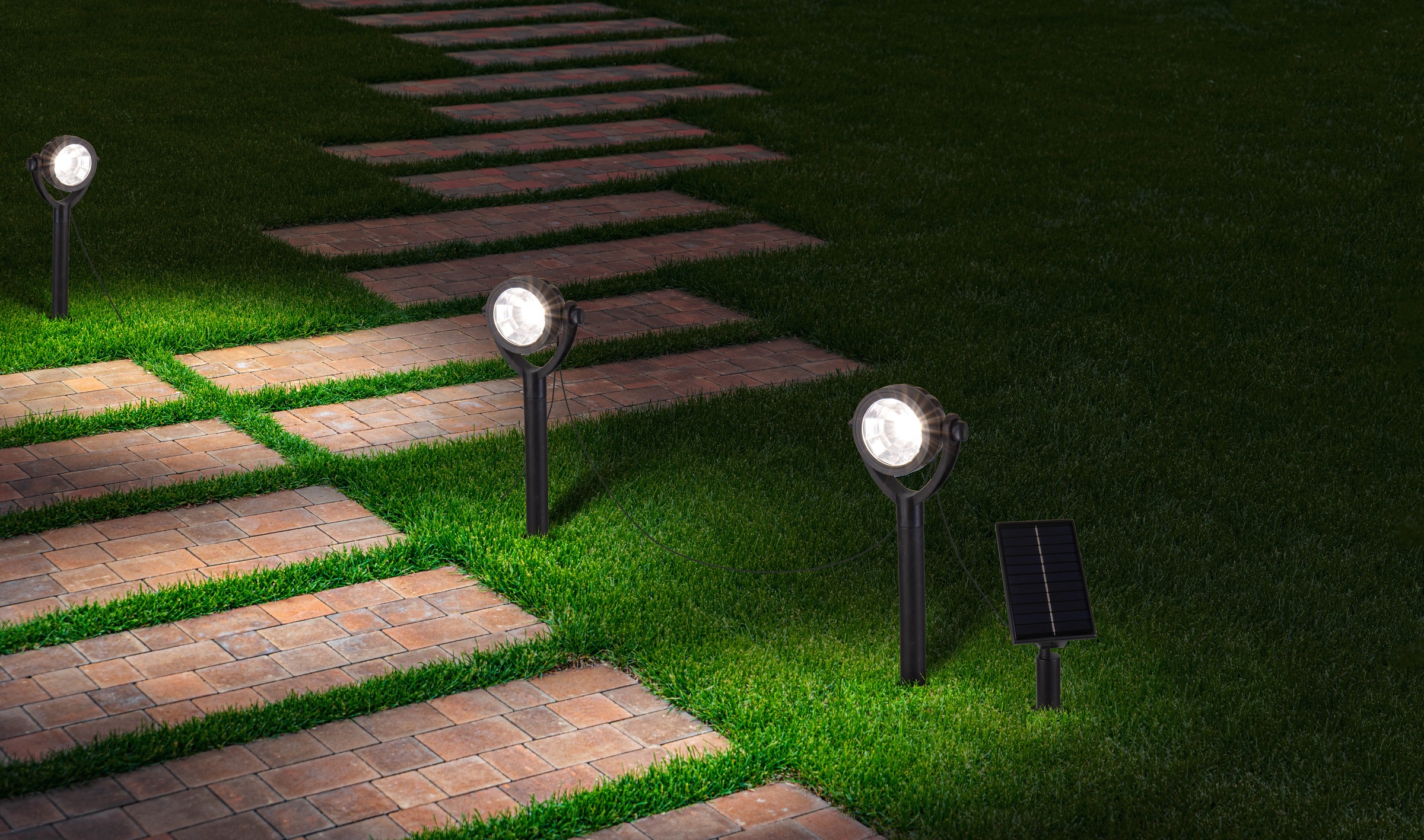 näve LED Solarleuchte »Nomi«, 6 flammig, Leuchtmittel LED-Modul | LED fest integriert, Erdspieß 6er Set, inkl. Dämmerungssensor, Abstrahlwinkel: 90°, schwarz