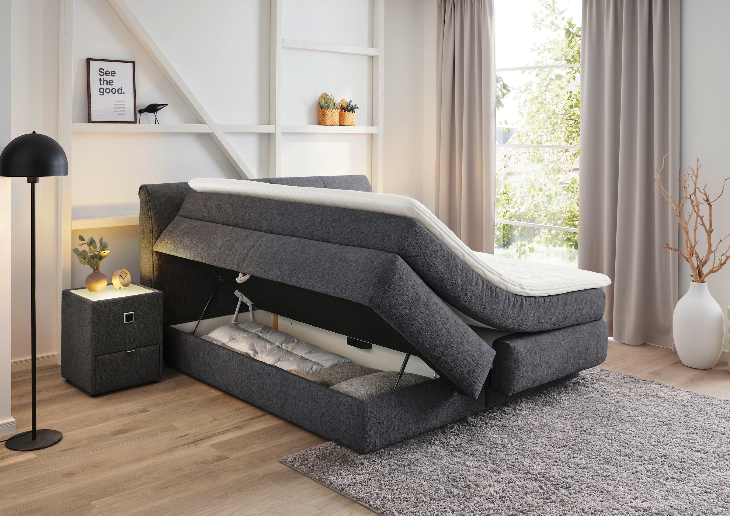 Jockenhöfer Gruppe Boxspringbett »"Carla", OTTOs Choice! Topseller, wahlweise mit oder ohne Bettkasten«, inkl. 4 Kissen, erhältlich in den Breiten 160 & 180cm