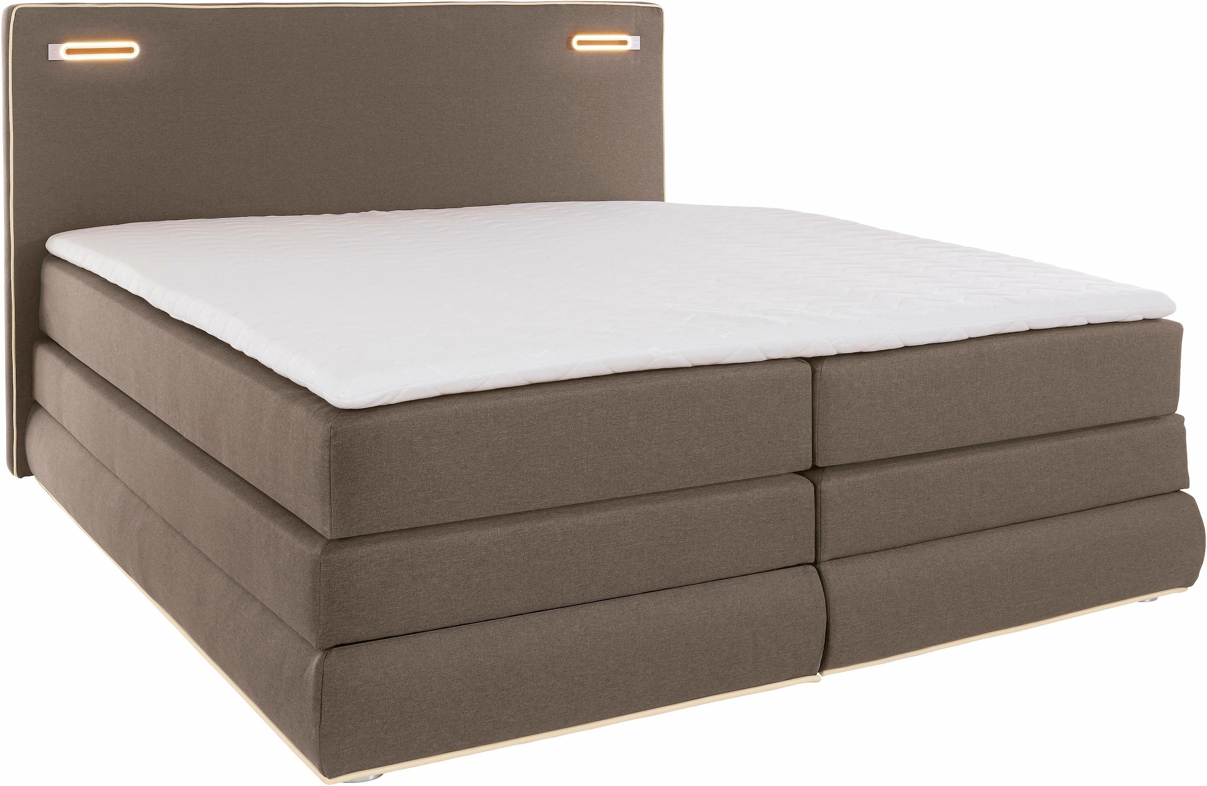 COLLECTION AB Boxspringbett »Ninoni«, inkl. Bettkasten, Topper und wahlweise mit LED-Beleuchtung, Liegefläche 180 x 200 cm