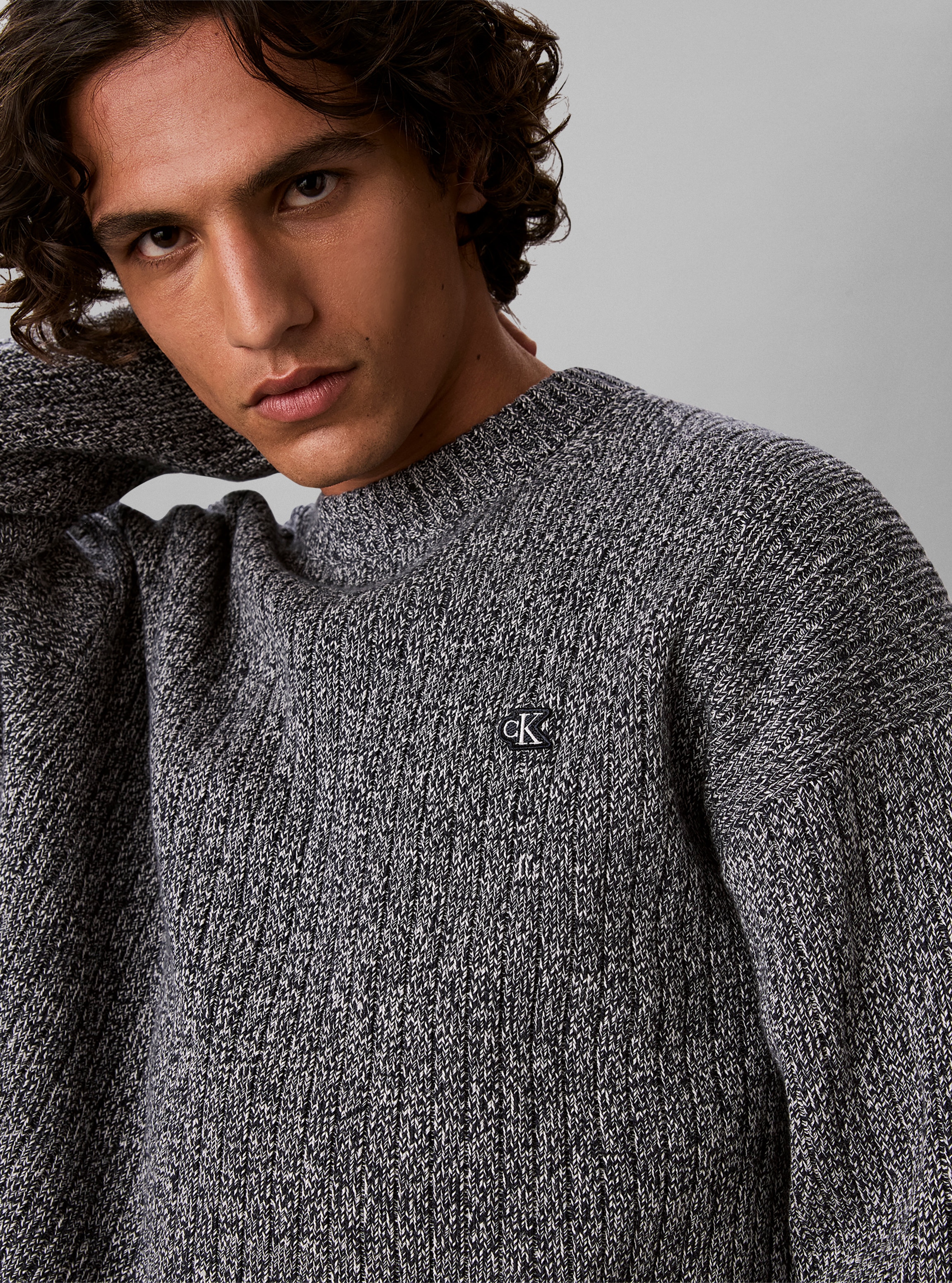Calvin Klein Jeans Strickpullover Rippstrick, Regular Fit, Logo-Stickerei
