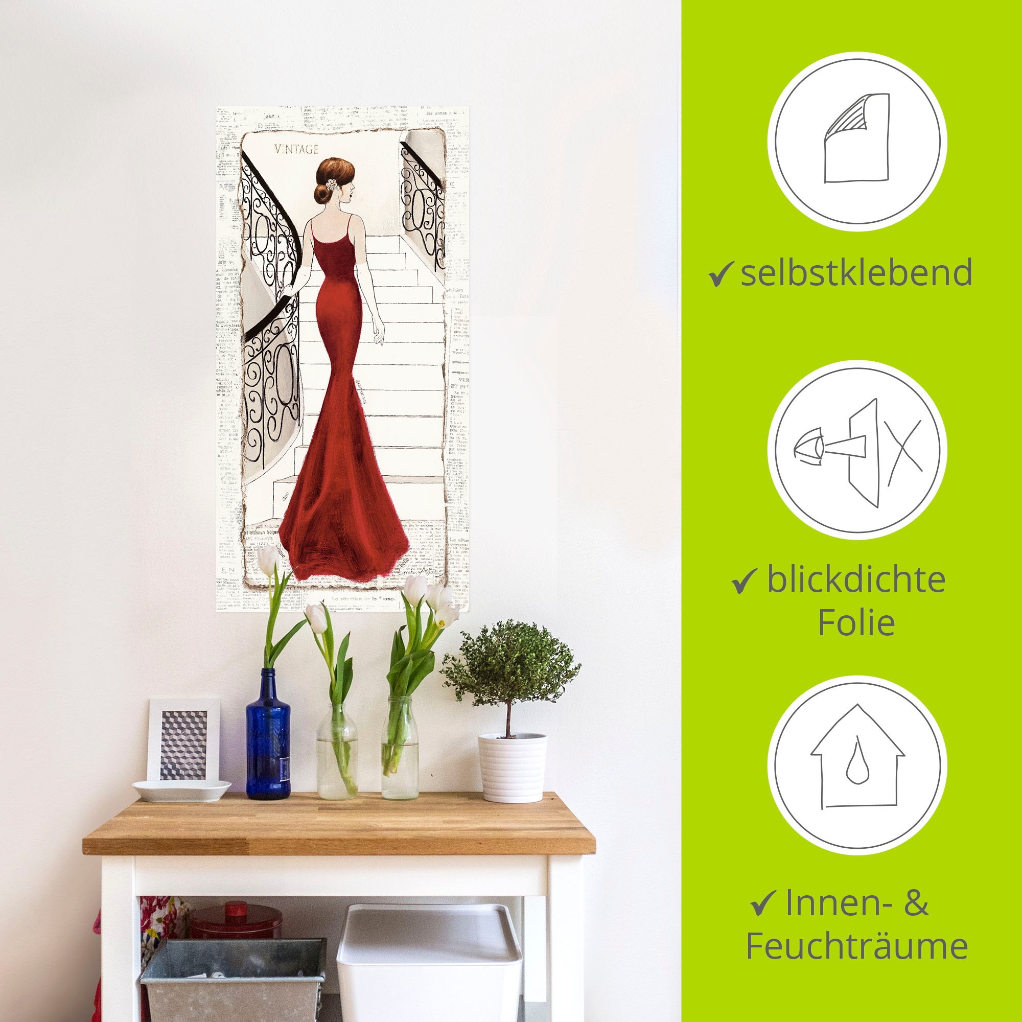 Artland Wandbild »Die schöne in Rot«, Frau, (1 St.), als Leinwandbild, Poster, Wandaufkleber in verschied. Größen