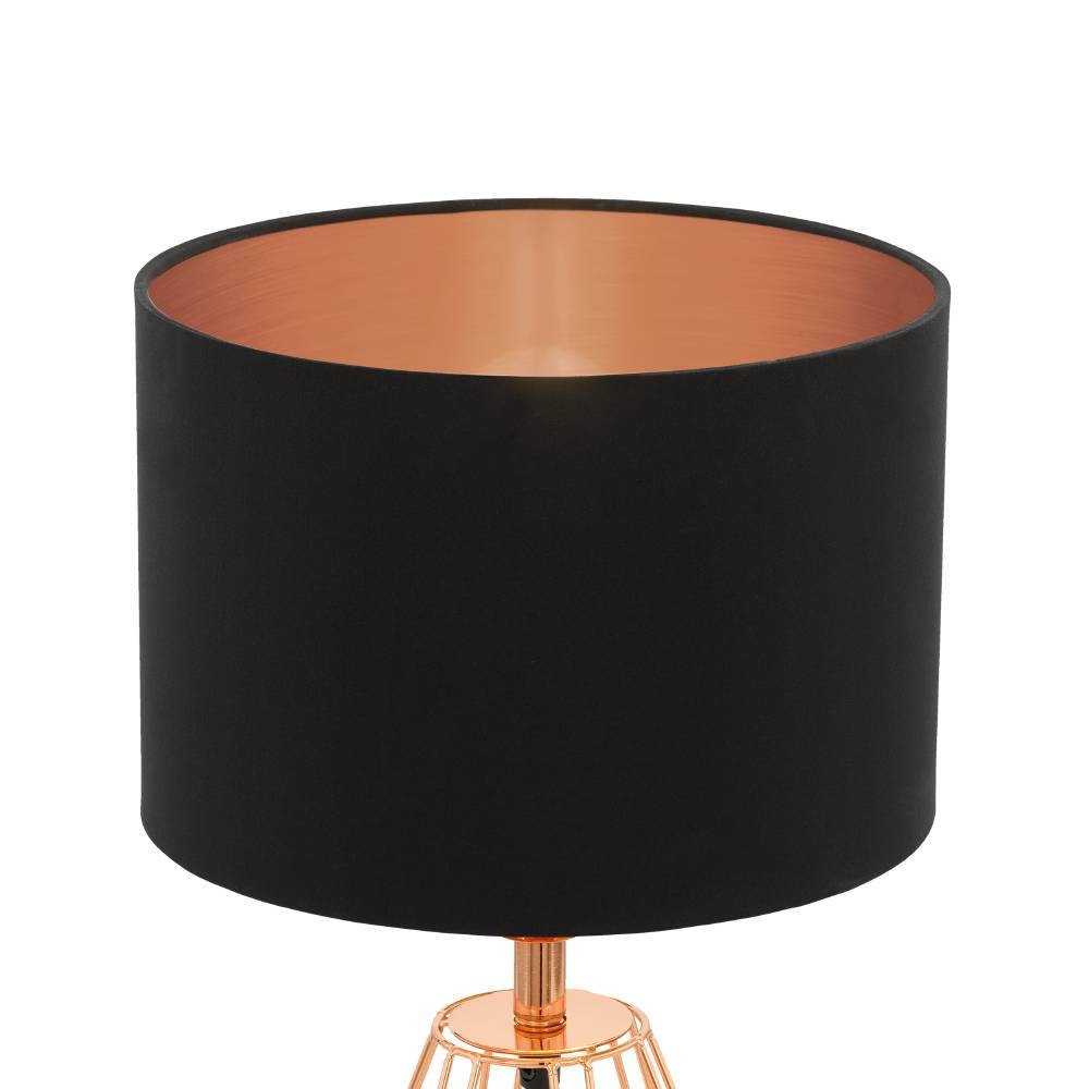 EGLO Tischleuchte »CARLTON 2 Tischlampe, schwarz-kupfer, exkl. Leuchtmittel E14, Retro«, 1 flammig, Leuchtmittel E14 | Leuchtmittel wechselbar-ohne Leuchtmittel, Nachttischlampe, Vintage, Metall, Stoff, Drahtgeflecht, 30,5x16,5cm