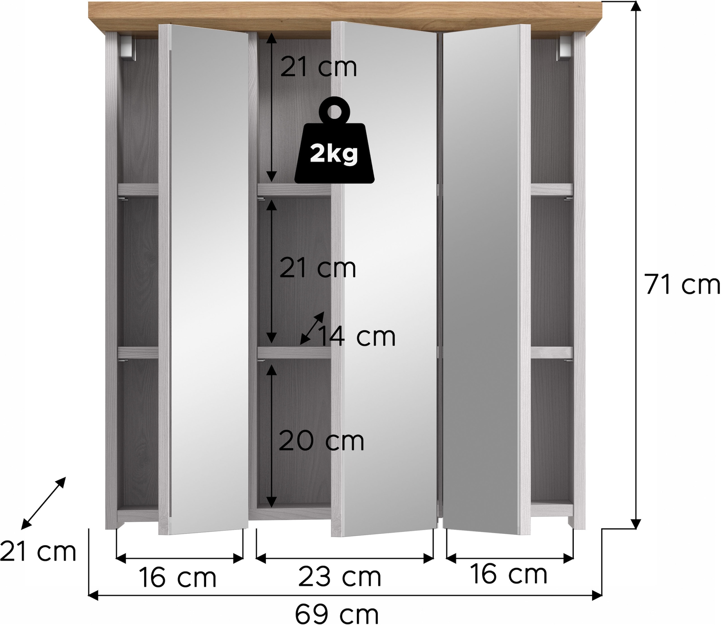 welltime Spiegelschrank »COSENZA« 1 Stk. tlg. Spiegelschrank, Spiegel, Bad, Badezimmer