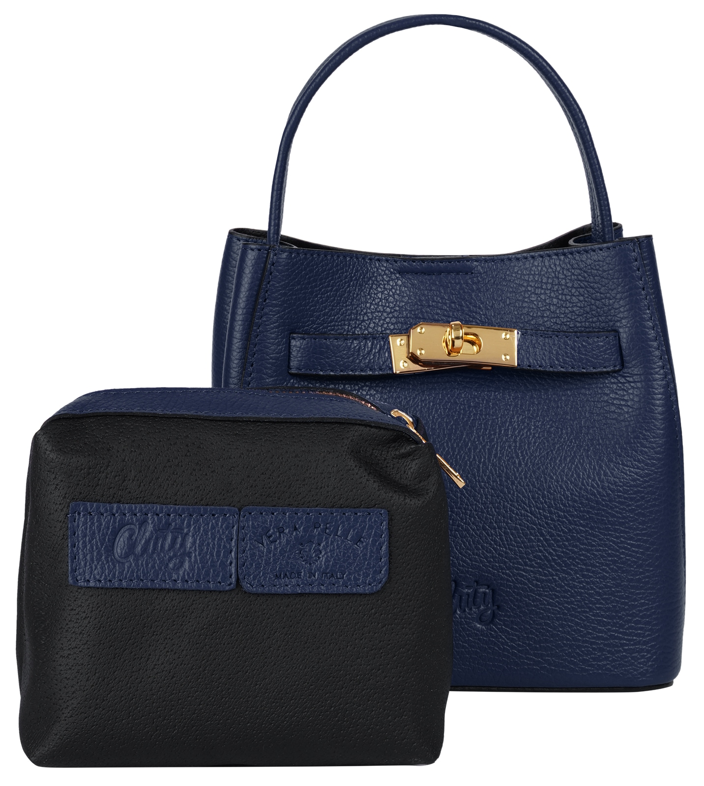 Cluty Umhängetasche echt Leder, Made in Italy