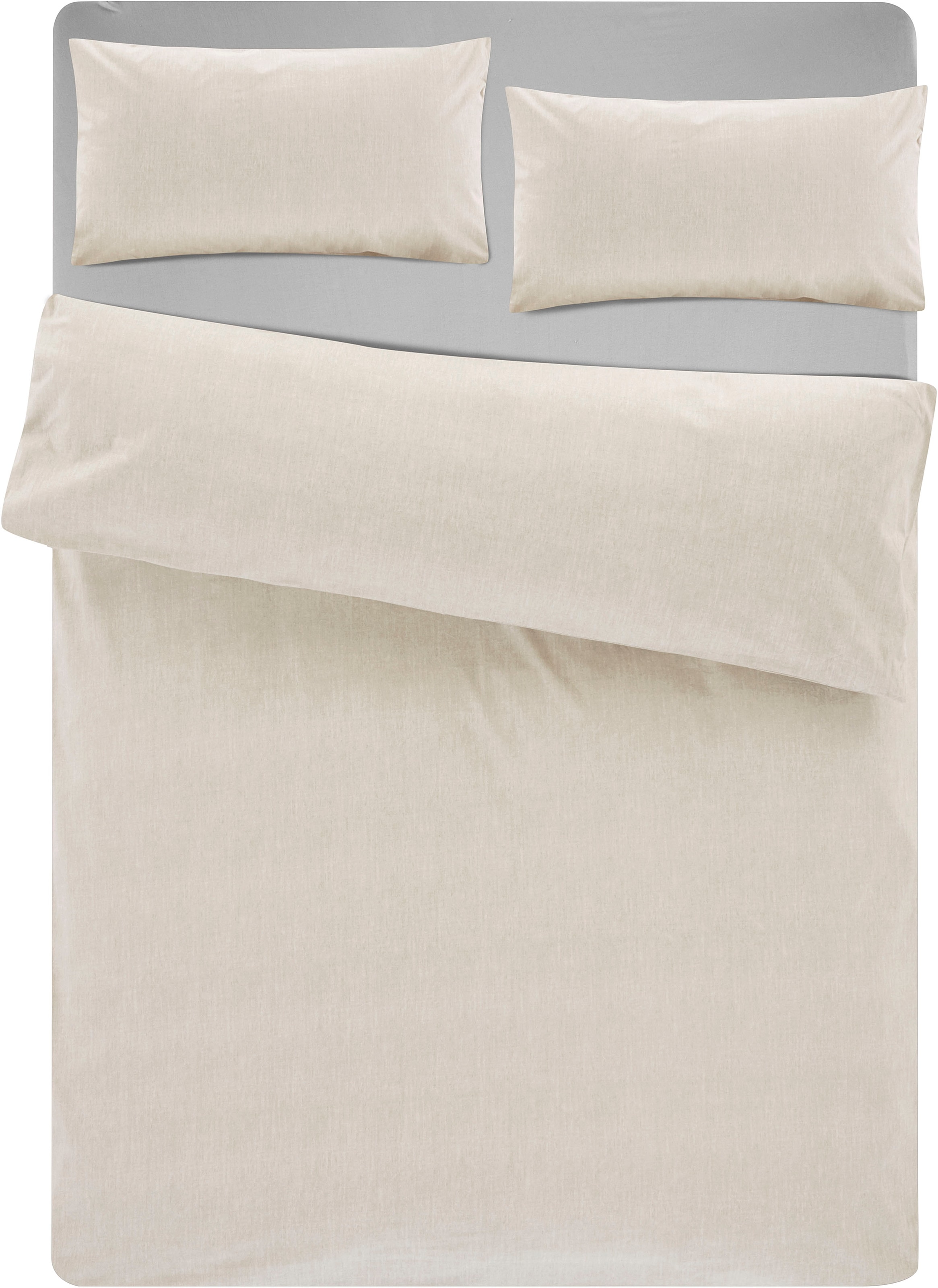 Home affaire Bettwäsche »Melli, in den Qualitäten Linon und Biber, atmungsaktiv, aus 100% Baumwolle, unterstützt Cotton made in Africa, Bett- und Kopfkissenbezug mit Knopfverschluss