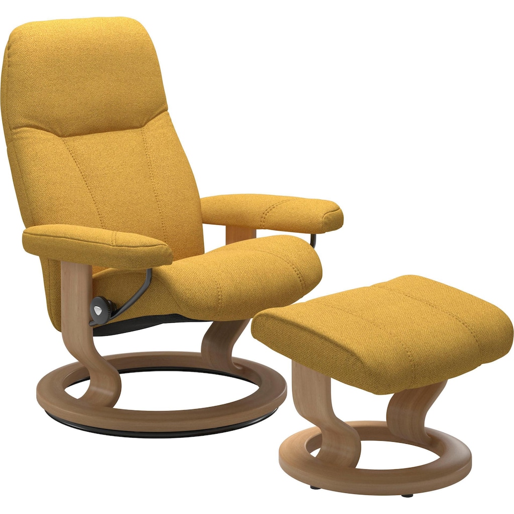 Stressless® Relaxsessel »Consul«, (Set, Relaxsessel mit Hocker), mit Hocker, mit Classic Base, Größe L, Gestell Eiche