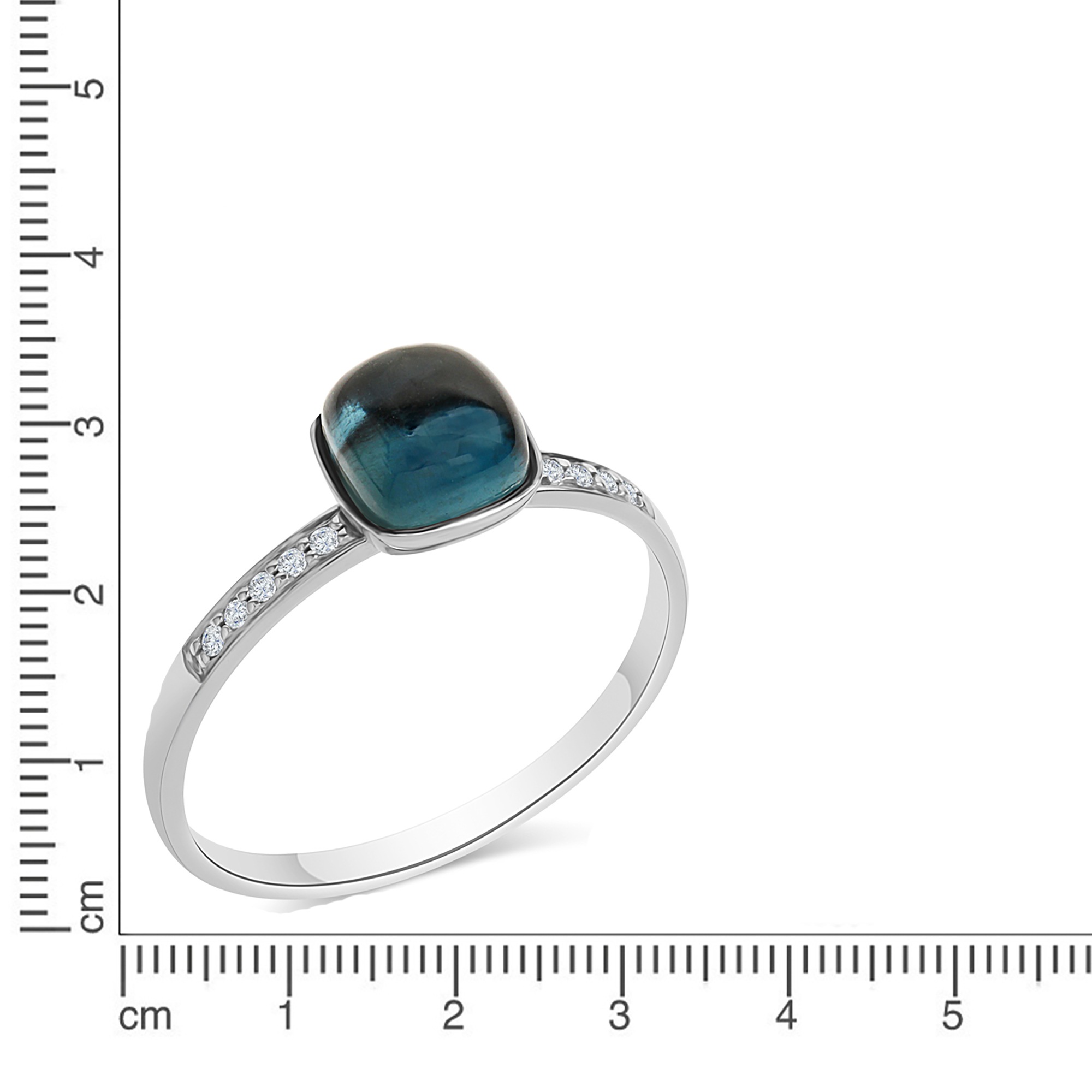 Diamonds by Ellen K. Fingerring »585 Gold Blautopas Diamant 0,054ct.«