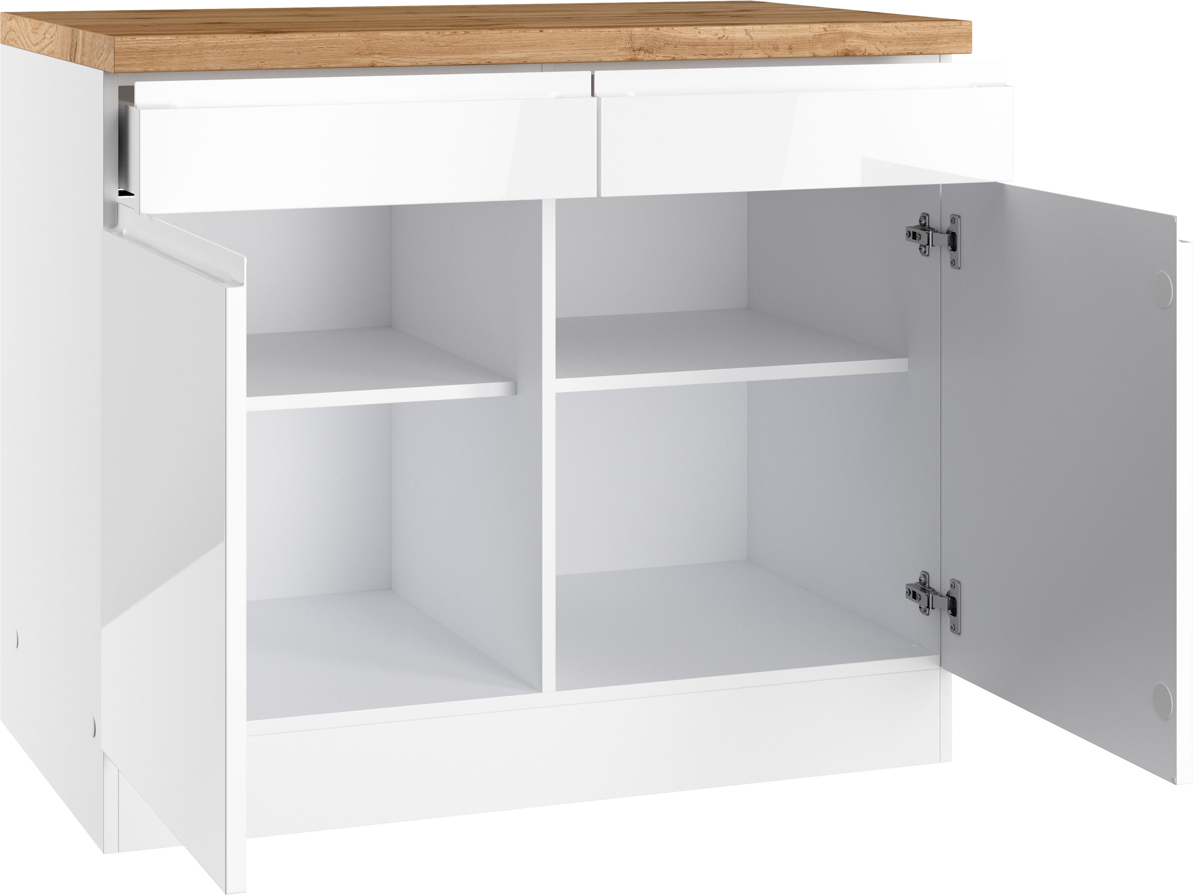 KOCHSTATION Unterschrank »KS-Virginia,neu in verbesserter Ausführung« Stauraum, Softclose, mit CPL-Arbeitsplatte,  Breite 100 cm, 2 Türen, Soft-Close-Funktion