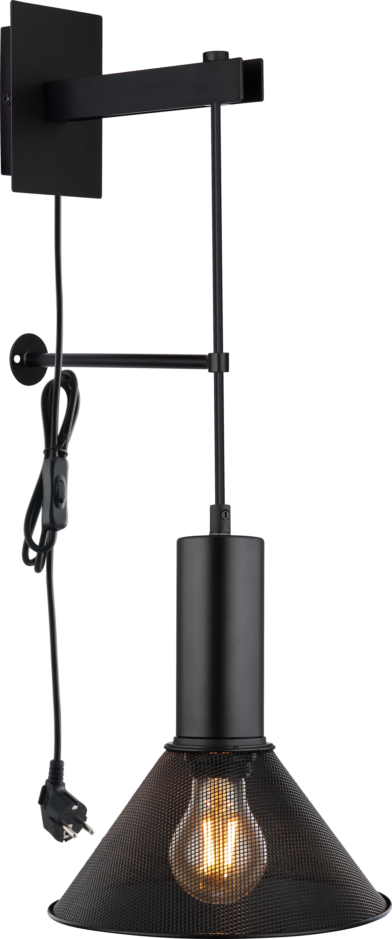 GLOBO LIGHTING Wandleuchte »JEDD« E27 1 Stk. Wandlampe Metallgeflecht Anschluss direkt oder Steckerkabel