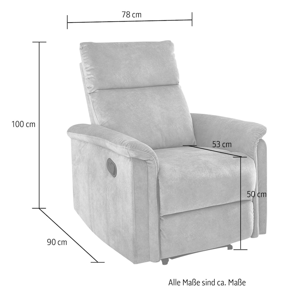 Jockenhöfer Gruppe Sessel »Amrum«, Liegefunktion durch halbautomatische Reclinerfunktion, TFK-Polsterung