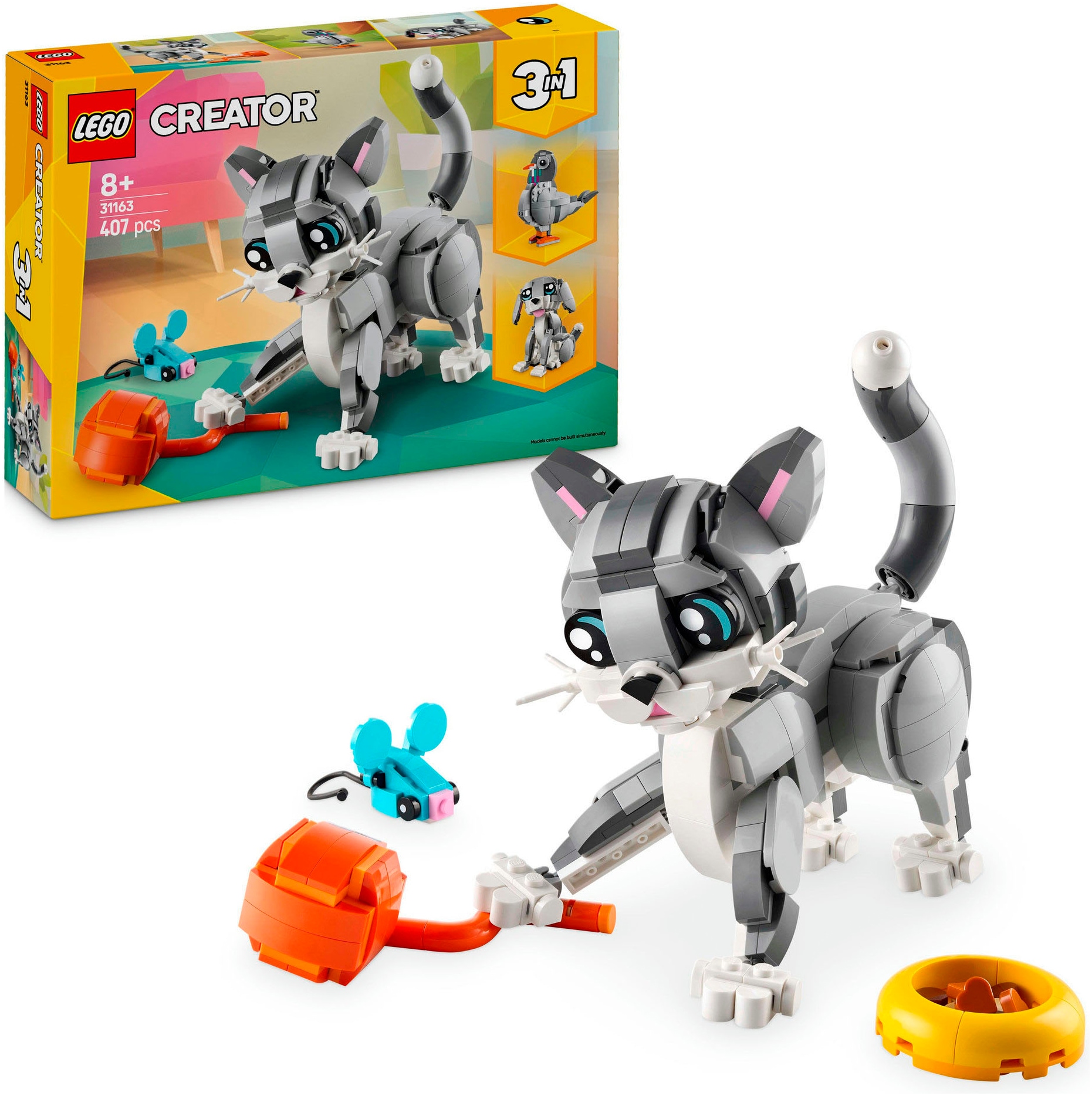 LEGO® Konstruktionsspielsteine »Graue Katze (31163), LEGO Creator«, (407 St.), Made in Europe