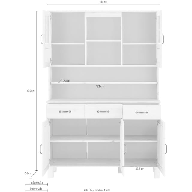 Home affaire Küchenbuffet »Alby«, Breite 125 cm, 2 Glastüren, 2 Schubladen  im Online-Shop bestellen