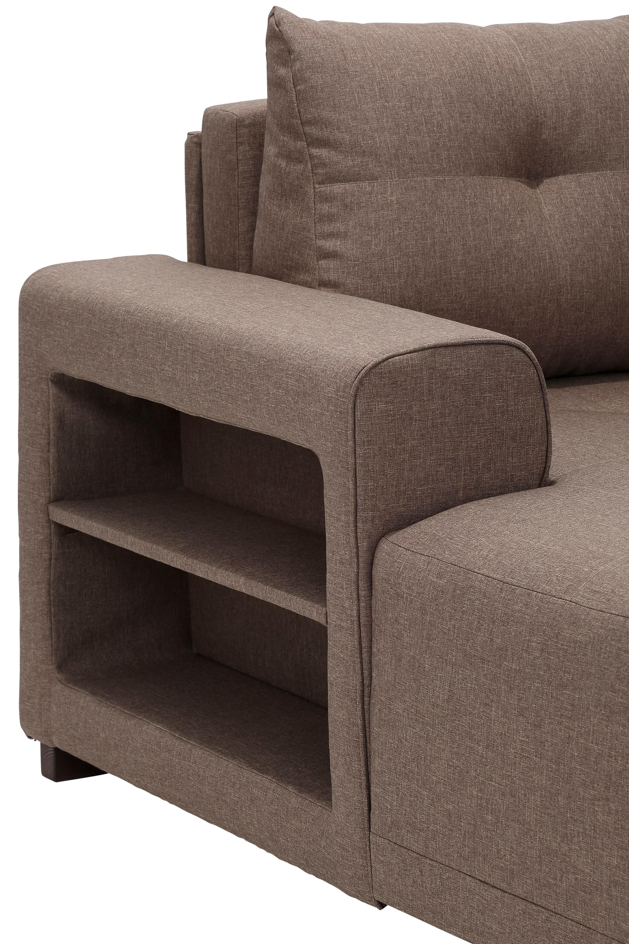 Home affaire Wohnlandschaft »Viborg U-Form«, mit Regal in der Armlehne, wahlweise mit Bettfunktion