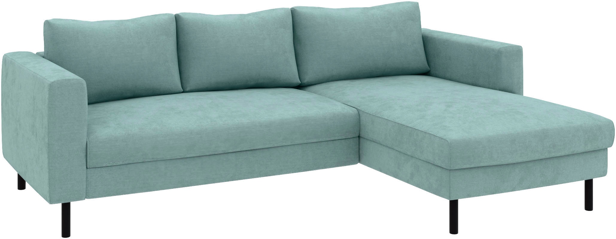 TRENDMANUFAKTUR Ecksofa »Amazing II, wahlw. mit Schlaffunktion & Bettkasten, Fuß schwarz« Recamiere beidseitig montierbar, L-Form,in Cord o. Struktur, B: 232 cm