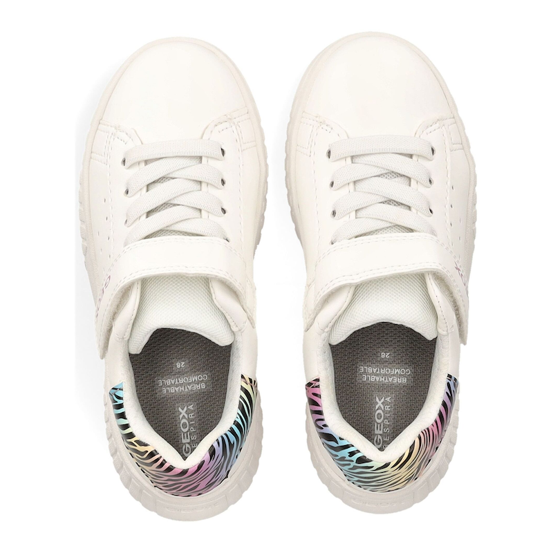 GEOX Sneaker »Sneaker Lederimitat/Mesh« Weiß Kombi 35 35 Verschluss: Schnürung