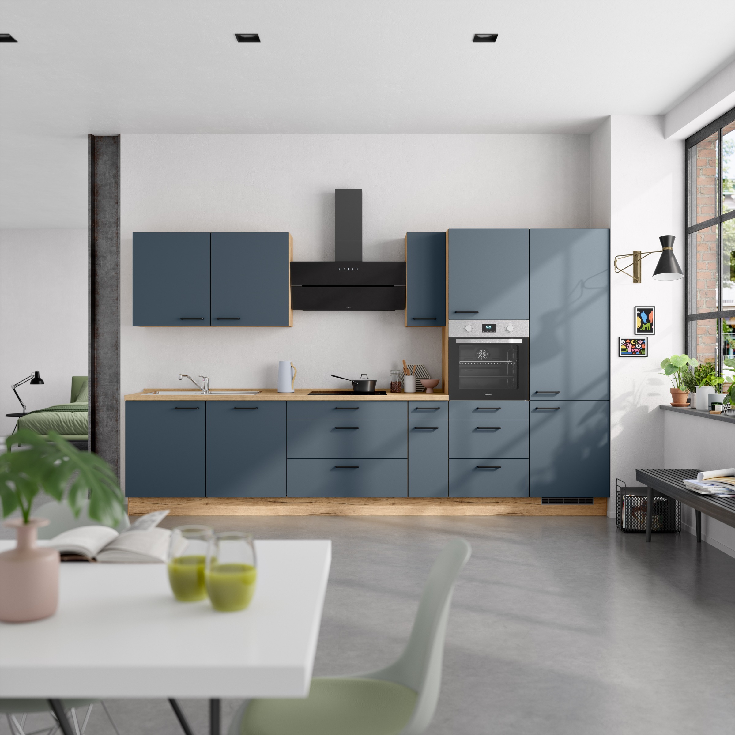 nobilia® Küchenzeile »"Easytouch II"« vormontiert, Ausrichtung wählbar, Breite 360 cm, wahlw. mit E-Geräten