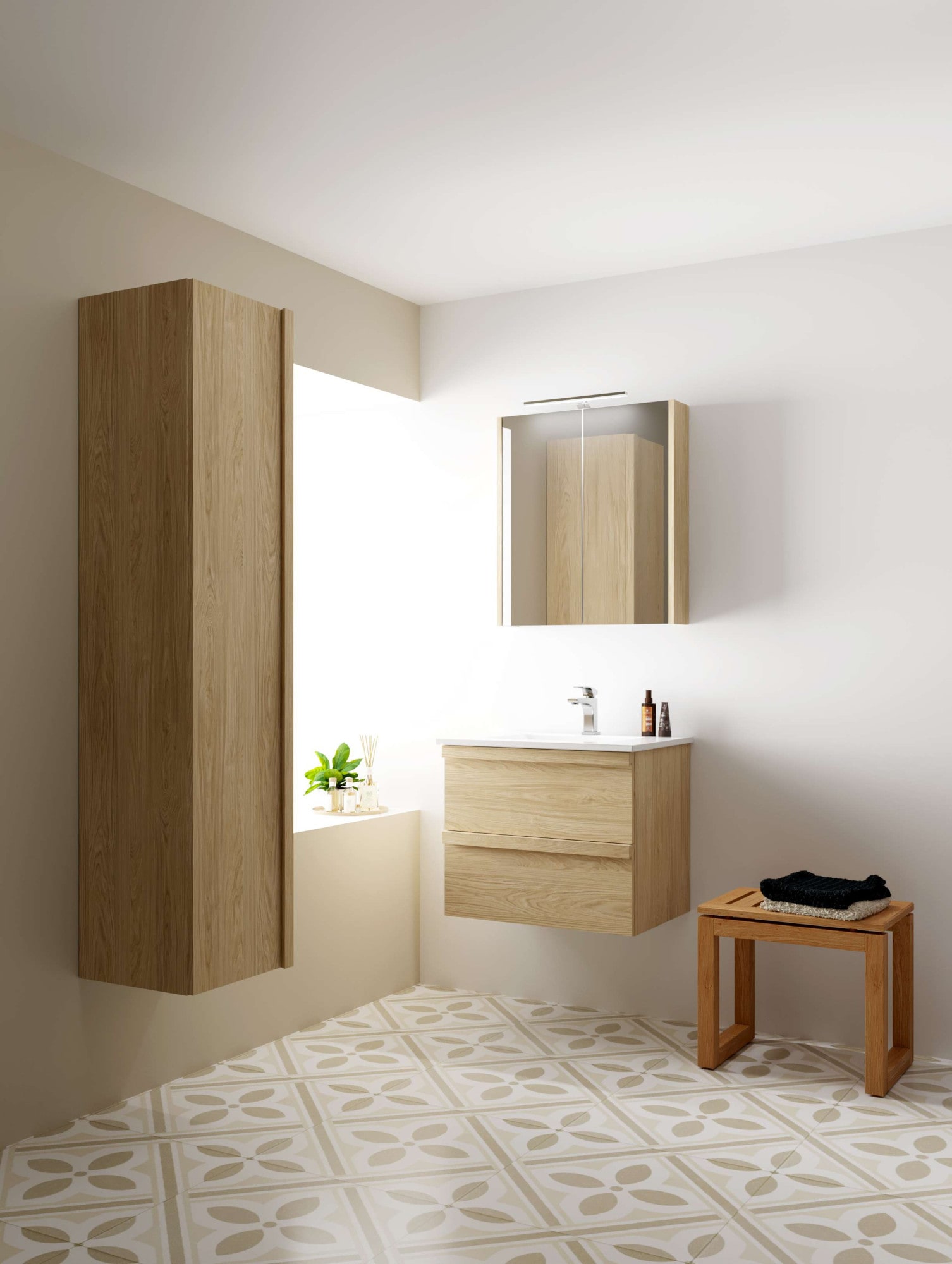 welltime Waschtisch »Pure Badmöbel Set Waschbecken mit Unterschrank«, in verschiedenen Breiten, 2 Schubladen, mit Soft-Close-Funktion, FSC®