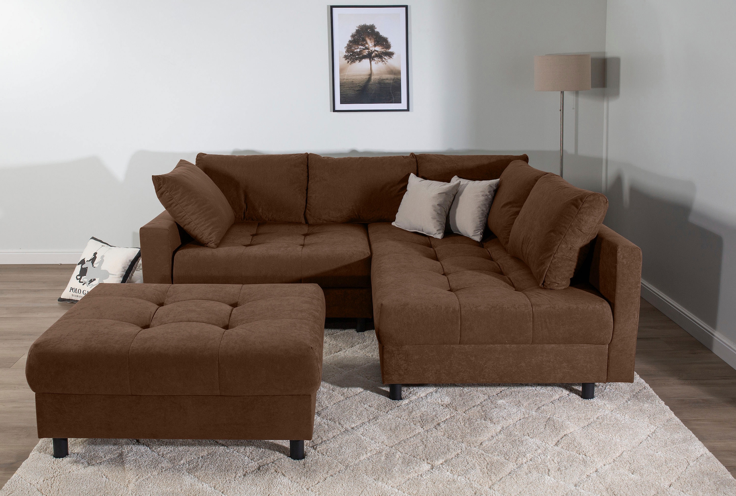 Home affaire Ecksofa »Toni L-Form«, Ottomane beidseitig montierbar, Federkern-Polsterung