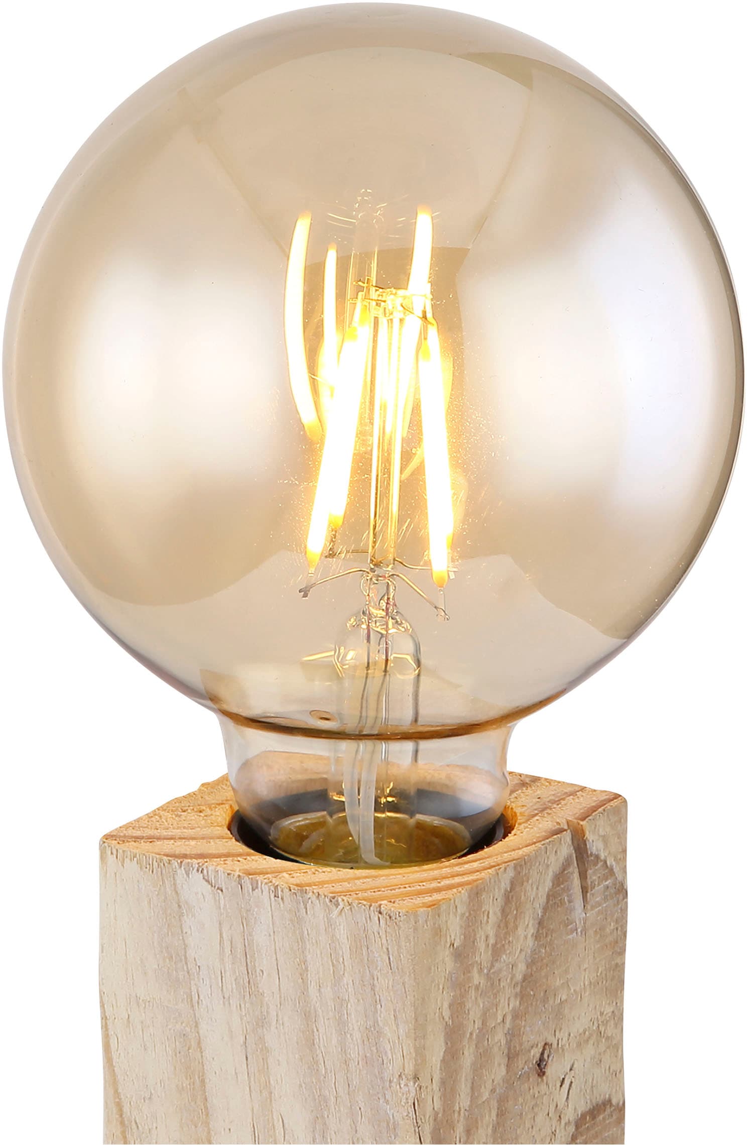 GLOBO LIGHTING Tischleuchte »ADALIE« E27 1 Stk. Tischlampe Holz naturfarben schwarz LxBxH: 90x90x150mm