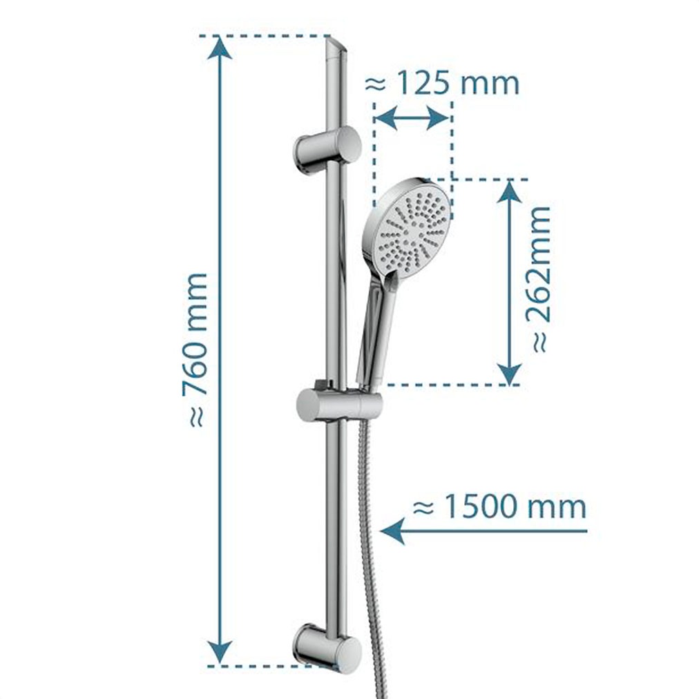 Schütte Stangenbrause-Set Komplett-Set,  Duschset zum Kleben, ohne Bohren, Duschkopf mit Schlauch und Halterung