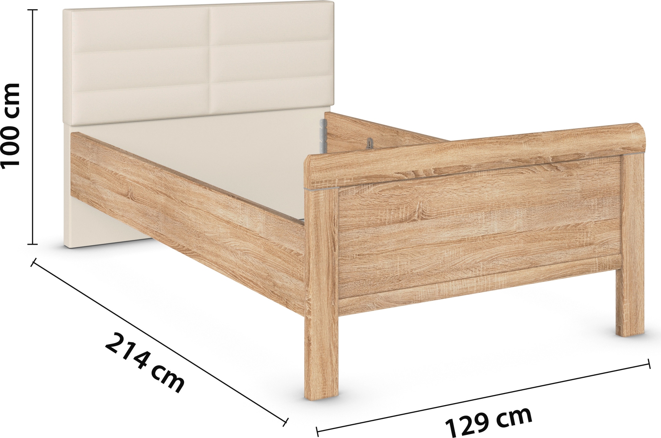 rauch Bett »Bett Einzelbett Stollenbett EVELYN«, in Komforthöhe mit Polsterkopfteil in elegantem Stil MADE IN GERMANY