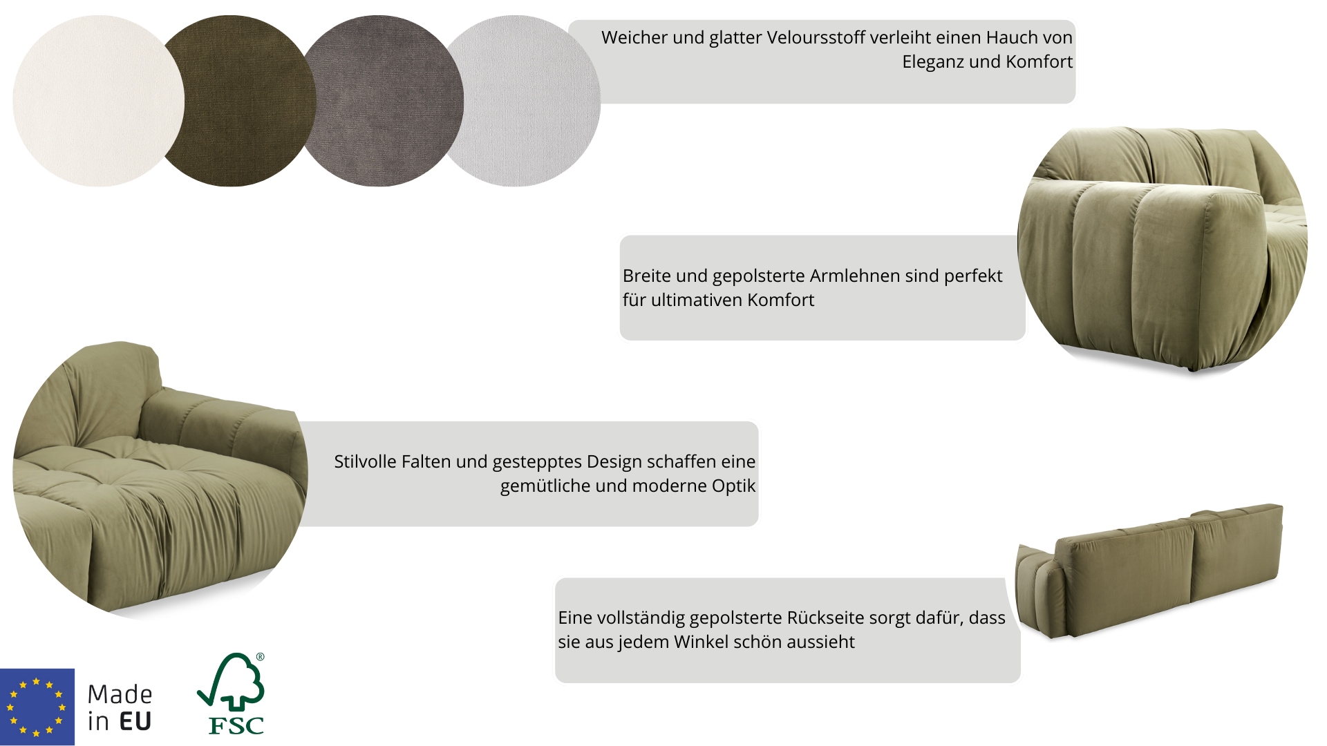 INOSIGN Polsterhocker »Calmara, weicher Lounge-Sitzkomfort«, bodentief, Samt oder Chenille, mit Knopfsteppung