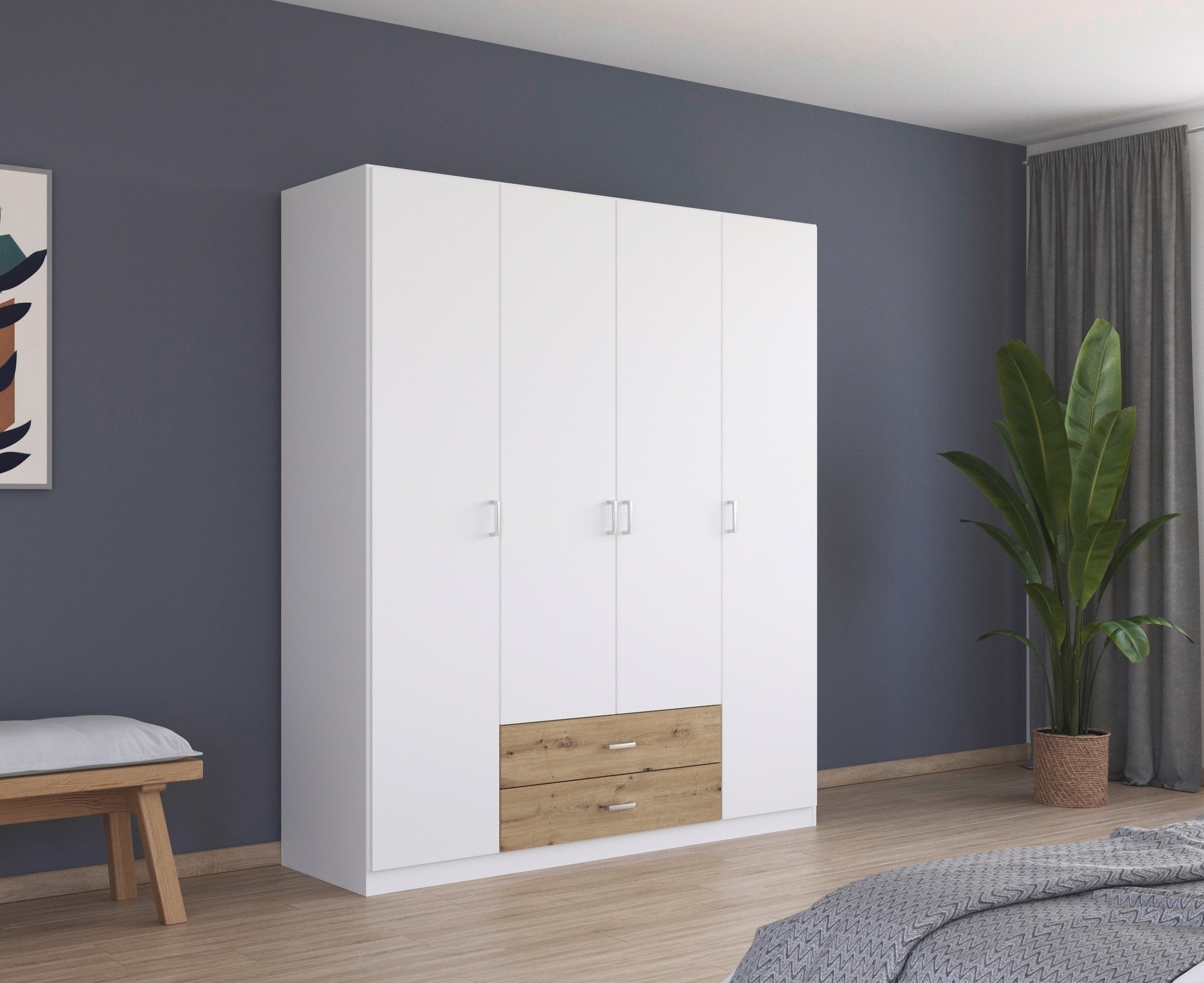 rauch Drehtürenschrank »Kleiderschrank Schrank Garderobe Wäscheschrank GAMMA in 3 Breiten«, mit 6 Schubladen, in schlichtem Design TOPSELLER MADE IN GERMANY