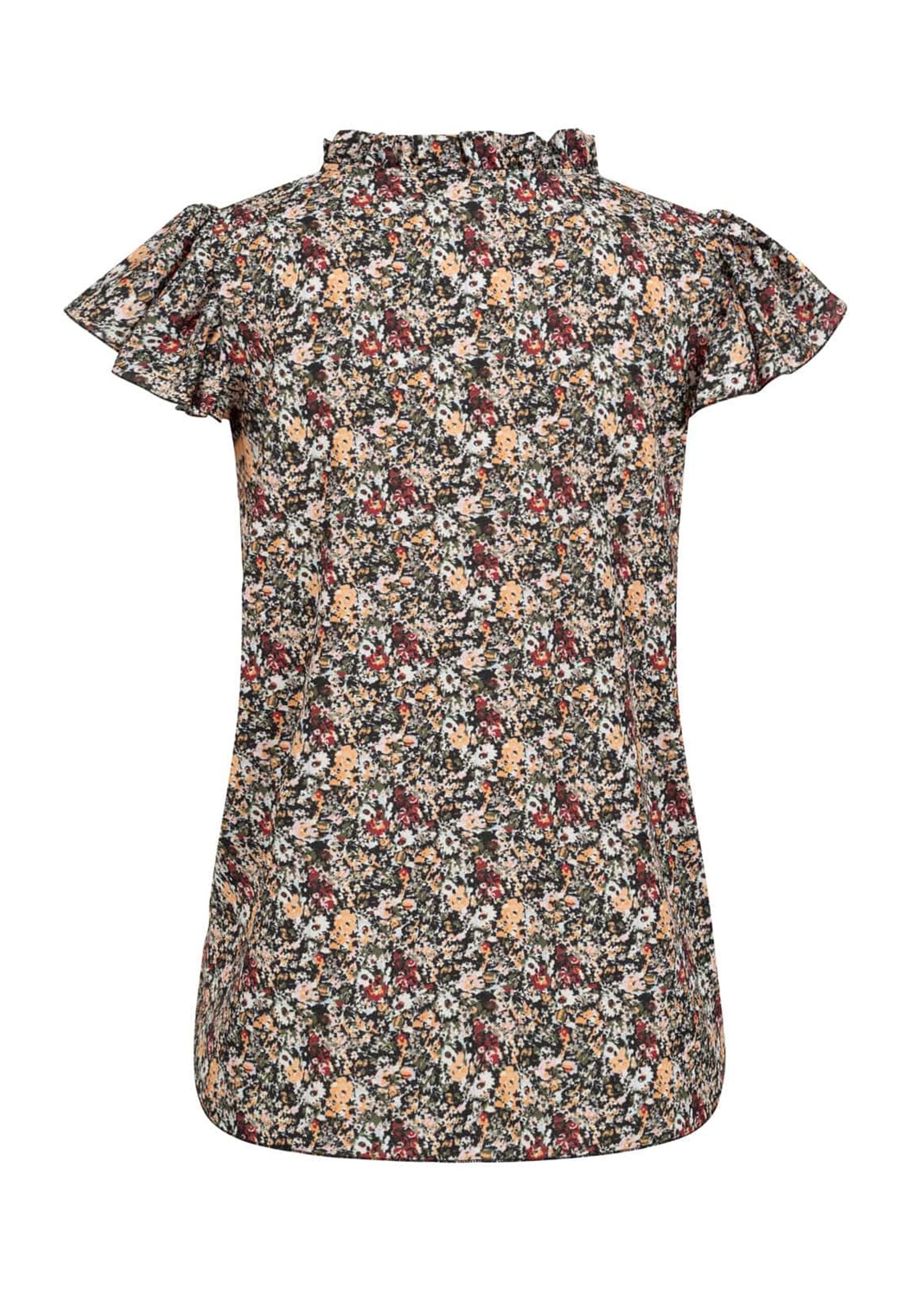 CLOUD 5IVE Langarmhemd »CLOUD 5IVE Bluse mit 4er Knopfleiste und Blumen Print«