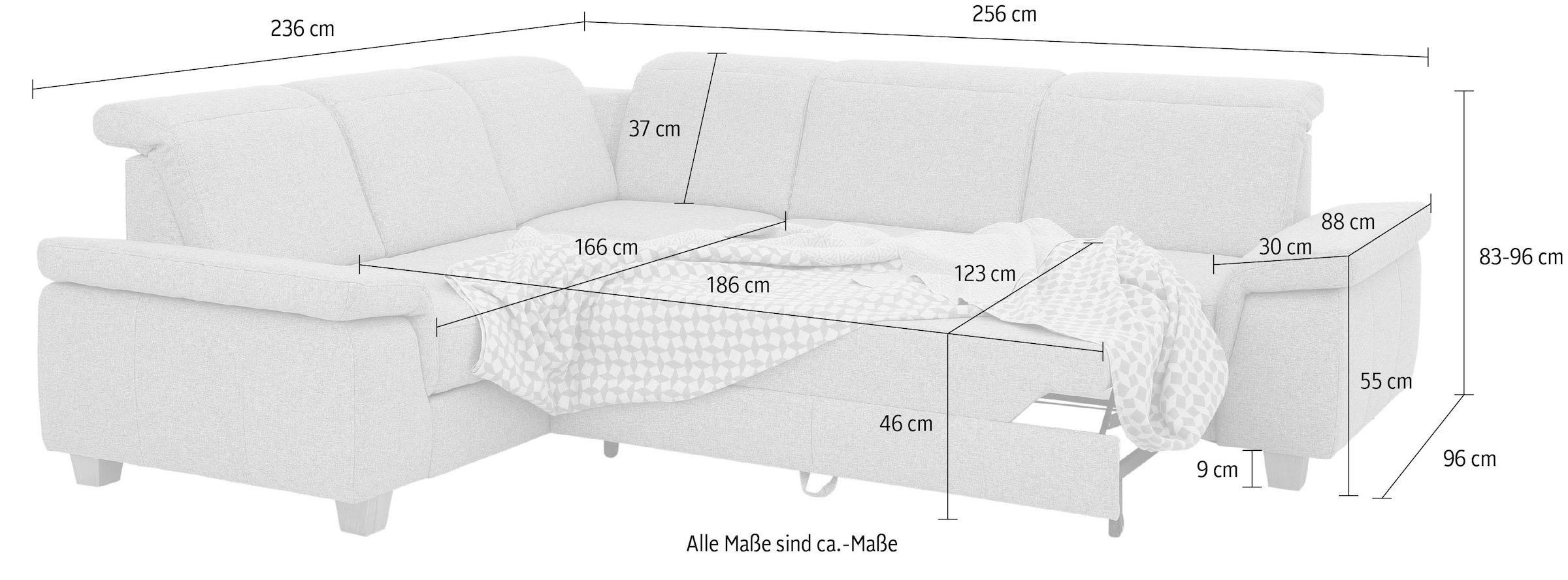 Home affaire Ecksofa »Dalia L-Form«, mit Federkernpolsterung, wahlweise mit Bettfunktion, Bettkasten