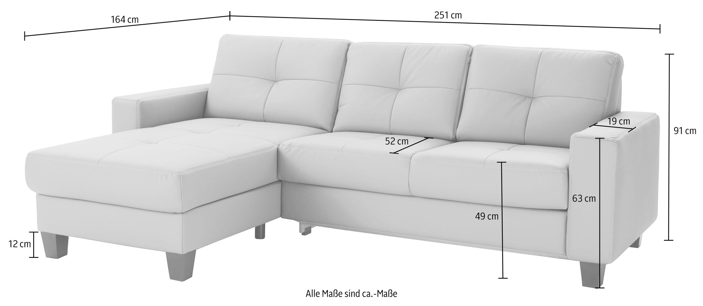 Places of Style Ecksofa »Varese L-Form«, Kreuznaht in beige