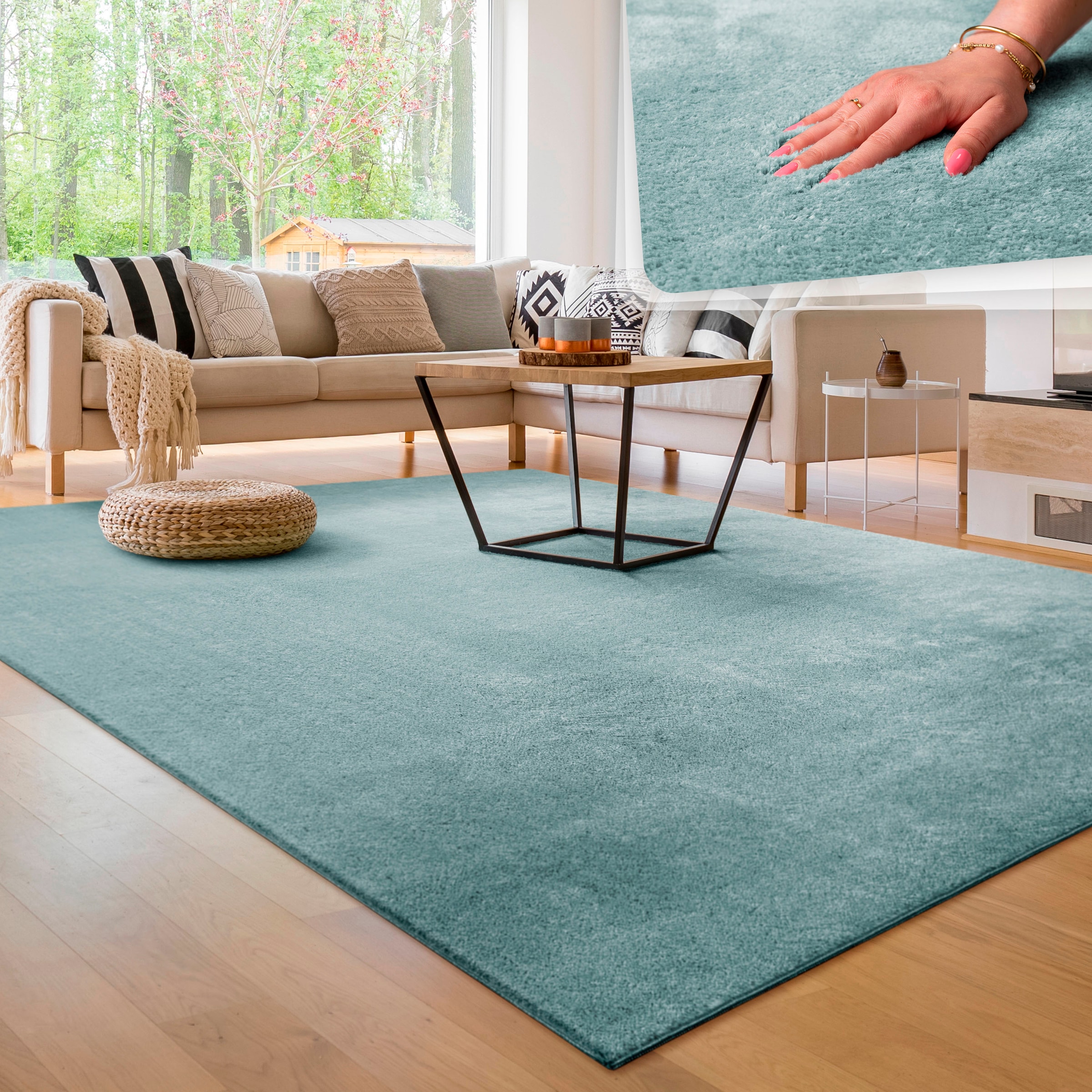 Paco Home Teppich »Cadiz 630«, rechteckig, 14 mm Höhe, Uni-Farben, besonder günstig online kaufen