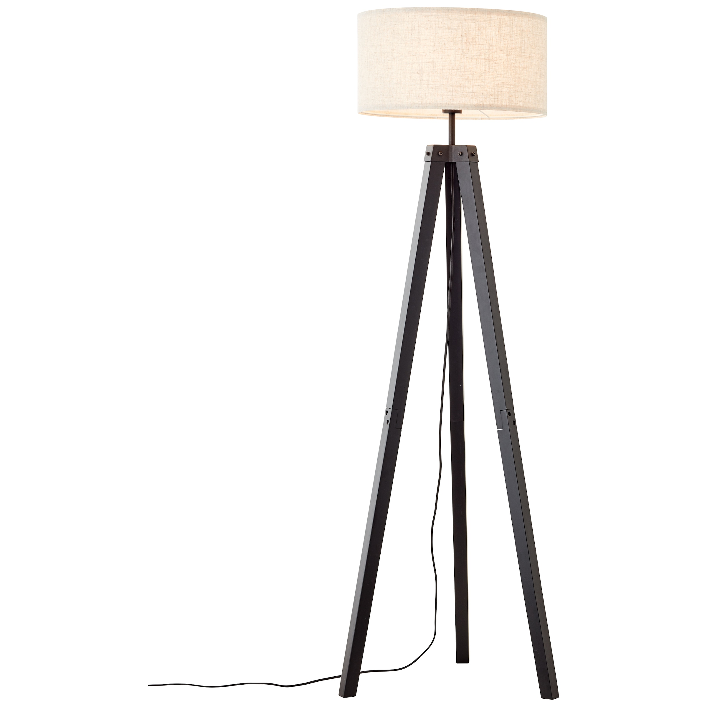 Brilliant Stehlampe »Holbrook«, 1 flammig, Leuchtmittel E27 | ohne Leuchtmittel, 148 x 51 cm, Dreibein, 1 x E27, Holz/Textil, schwarz/beige