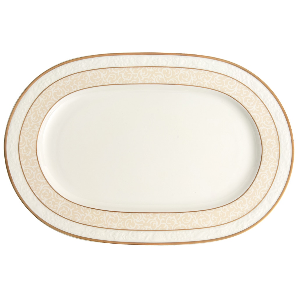 Villeroy & Boch Servierplatte »Servierplatte Ivoire 35 x 24 cm weiß-gold« günstig online kaufen