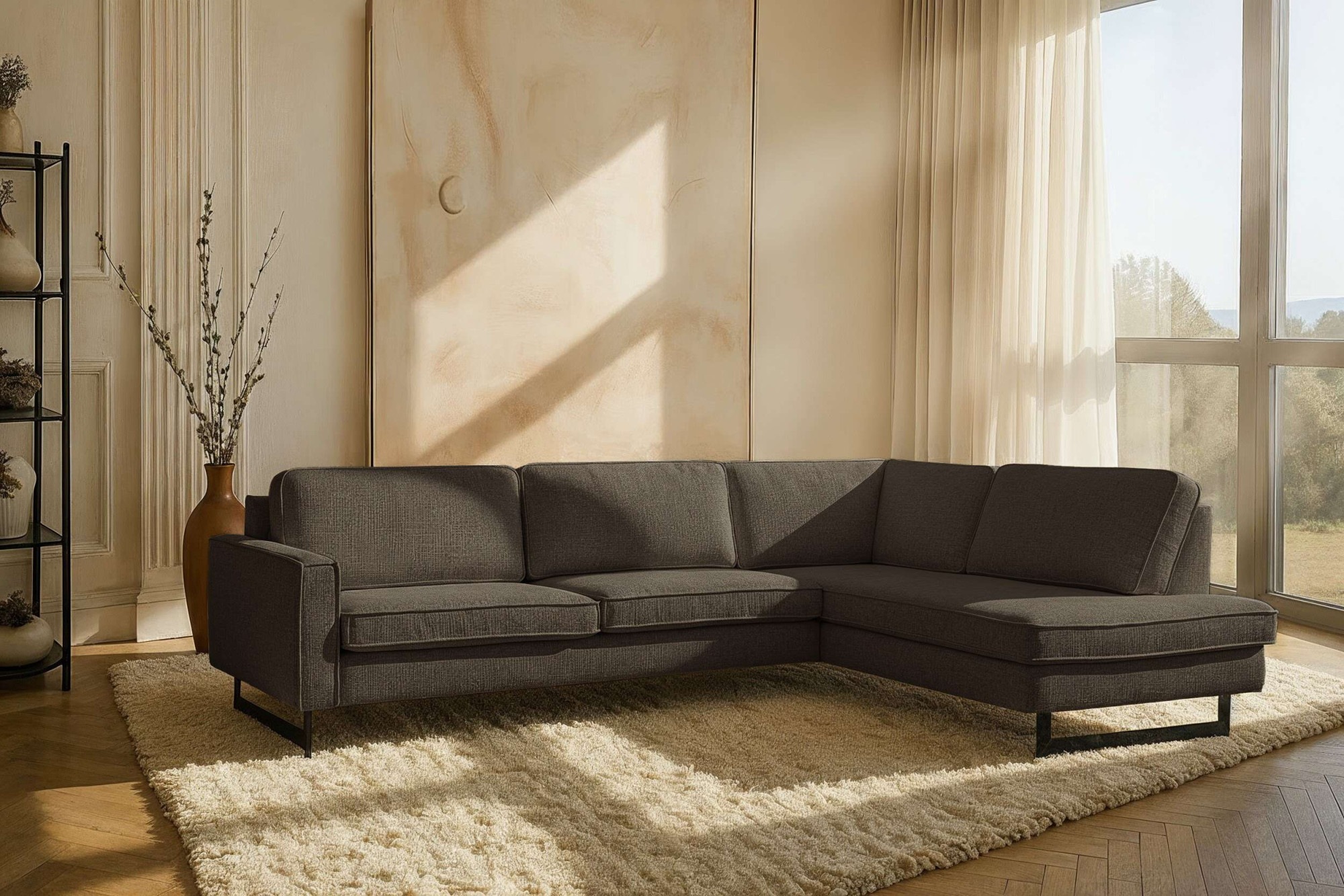 Home affaire Ecksofa »Pinto, 290 cm, Cord, Chenille, Lederoptik, Ottomane l günstig online kaufen