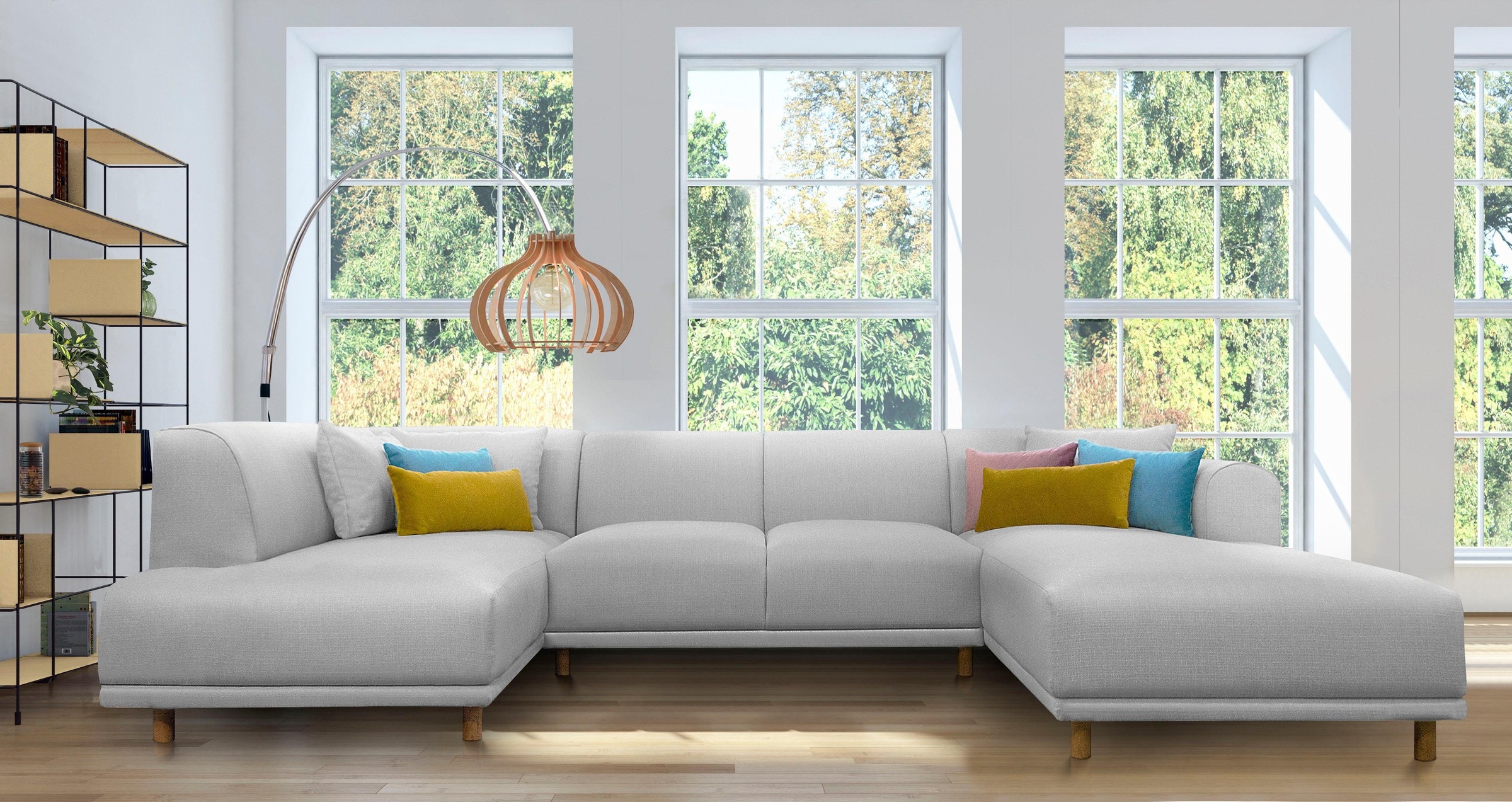 andas Wohnlandschaft »Maroon U-Form«, in skandinavischem Design, mit losen Kissen