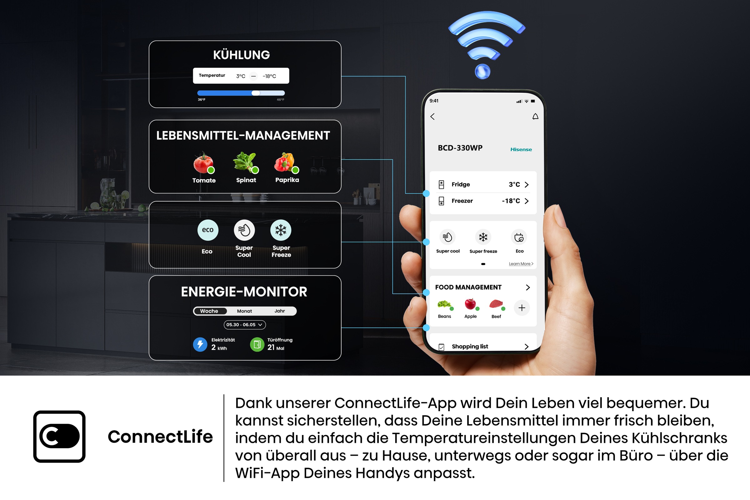 Hisense Kühl-/Gefrierkombination »RB5K330GSFC«, Perfect Kitchenfit