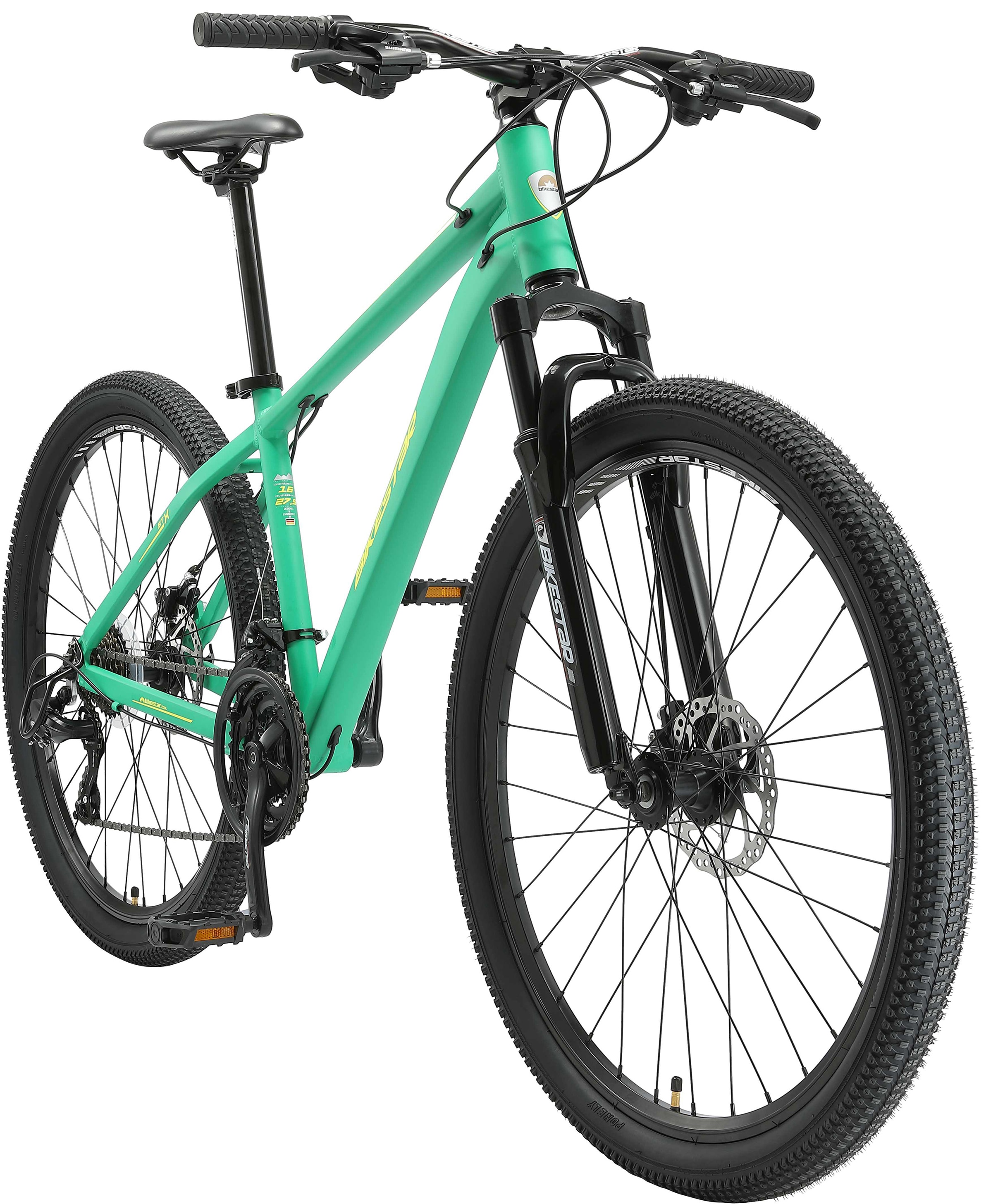 Bikestar Mountainbike, 21 Gang, Shimano, RD-TY300 Schaltwerk, Kettenschaltung, für Damen und Herren, Kettenschaltung
