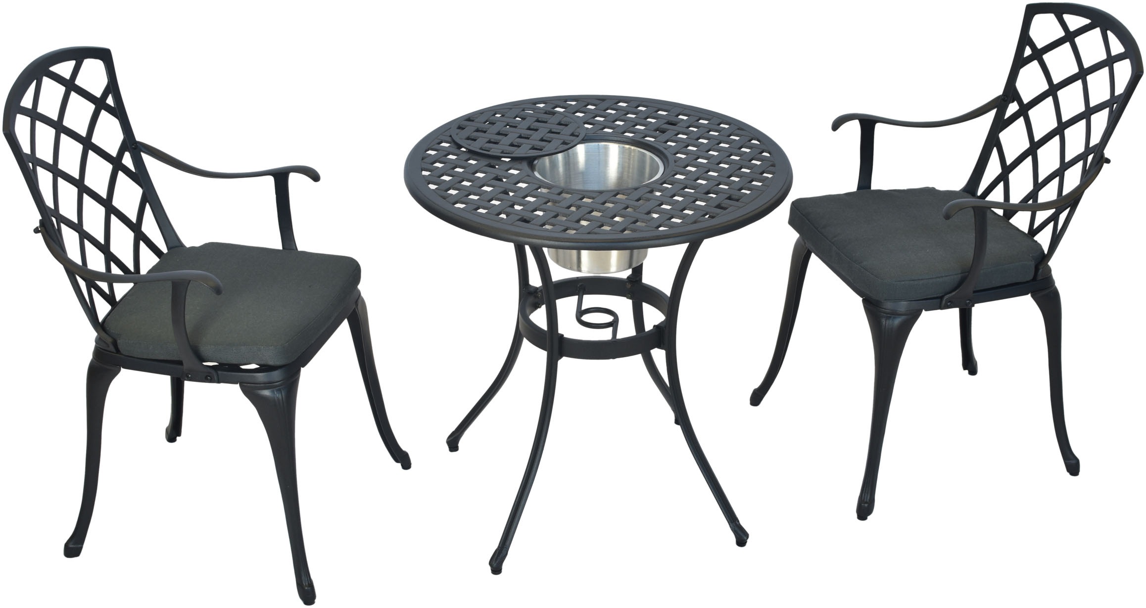 MERXX Garten-Essgruppe »»Rhodos«« Set, Aluminiumguss, Inkl. Auflagen, 5 Stk. tlg. Tisch: Øx H: 70x70 cm