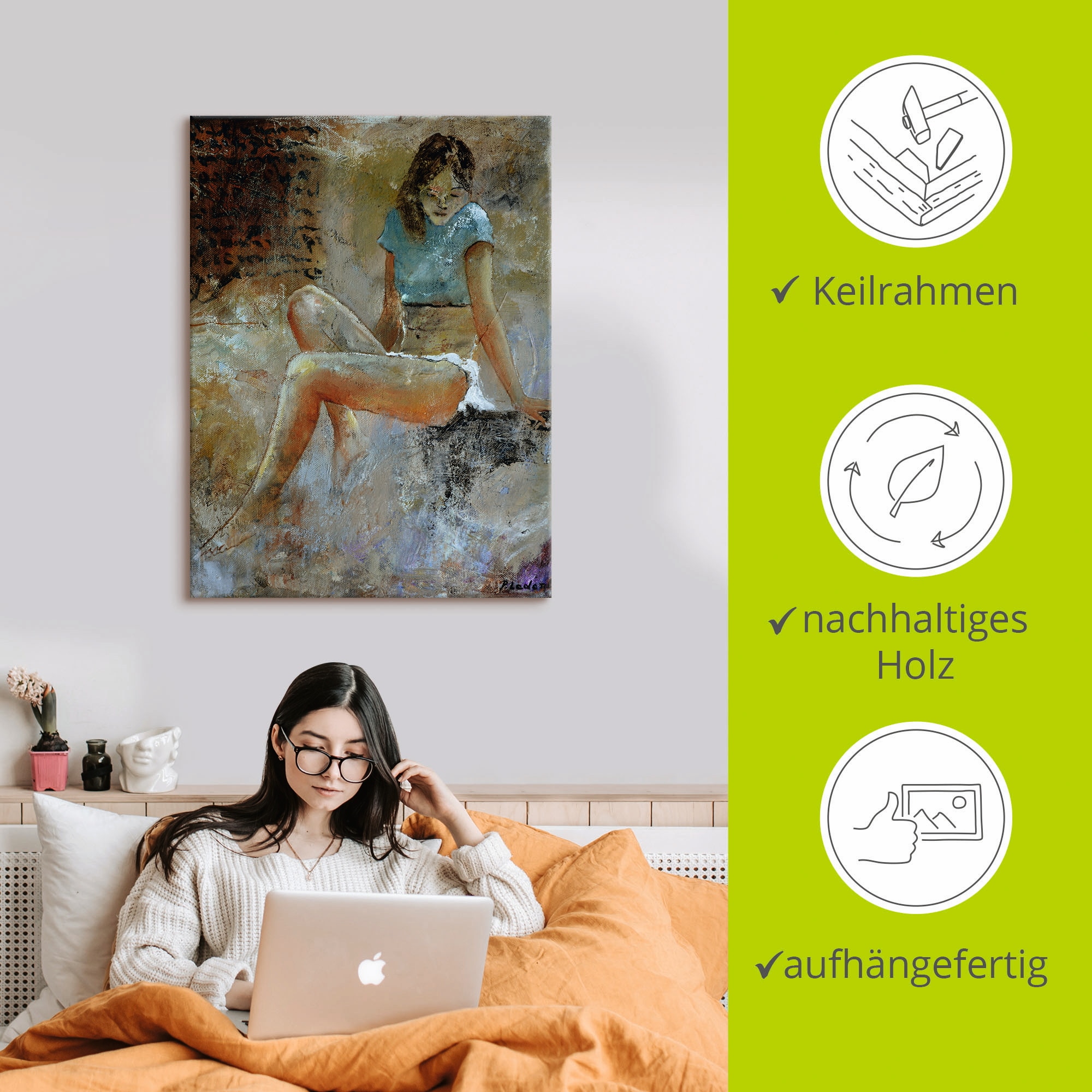 Artland Leinwandbild »Junges Mädchen«, Frau, (1 St.), auf Keilrahmen gespannt